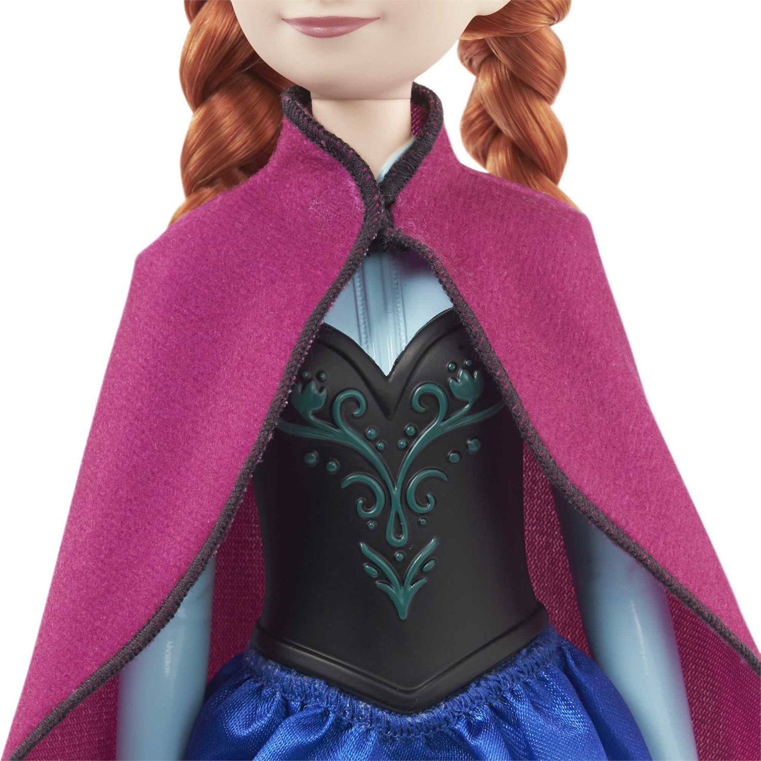 Mattel Frozen HLW49 - Bambola Anna snodata con abito elegante, mantello e accessori ispirati al film Disney Frozen, 30 cm, per bambini 3 anni