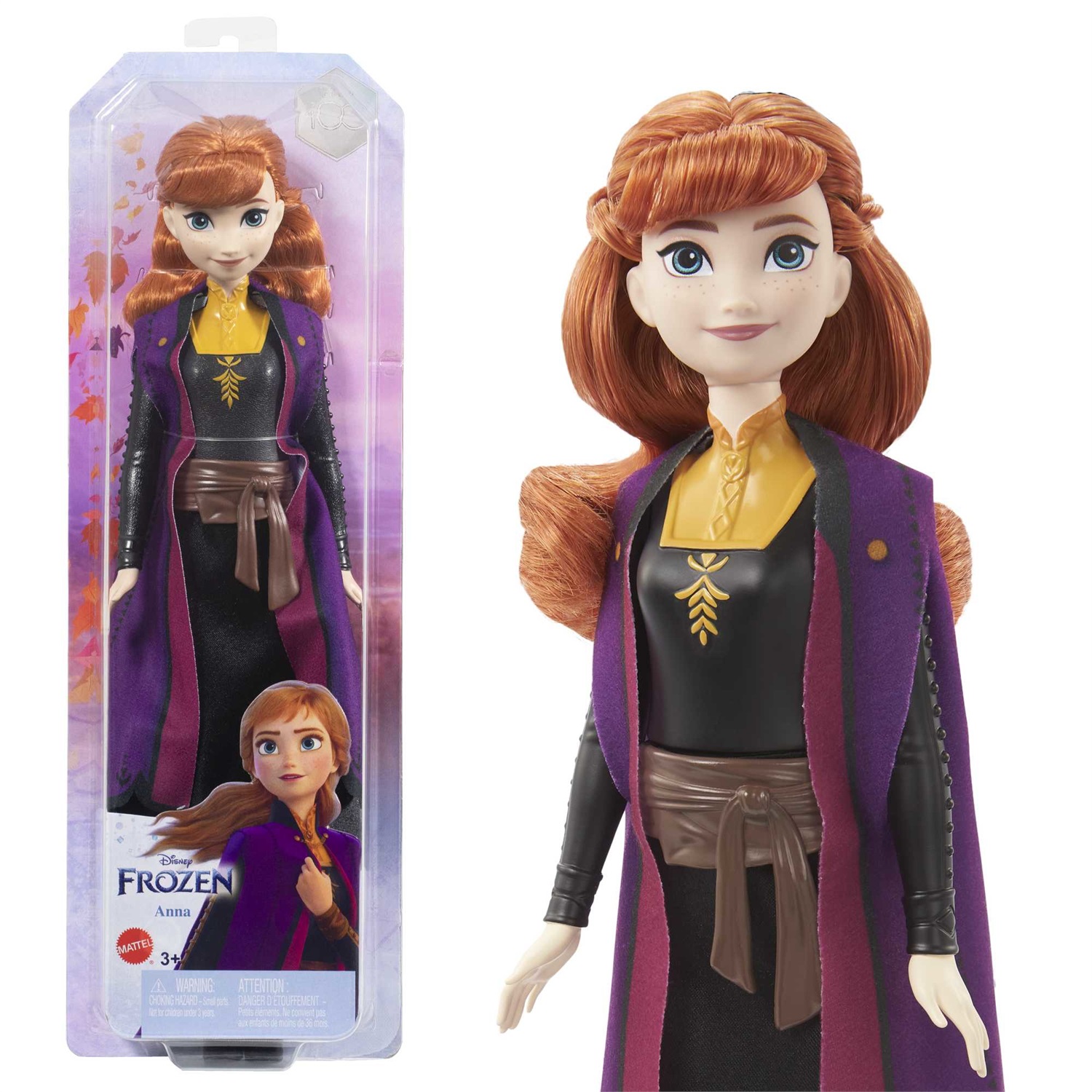 Mattel Disney Frozen - Bambola Anna con abito esclusivo e accessori ispirati a Frozen 2, 30 cm, Giocattolo per Bambini 3 Anni, HLW50