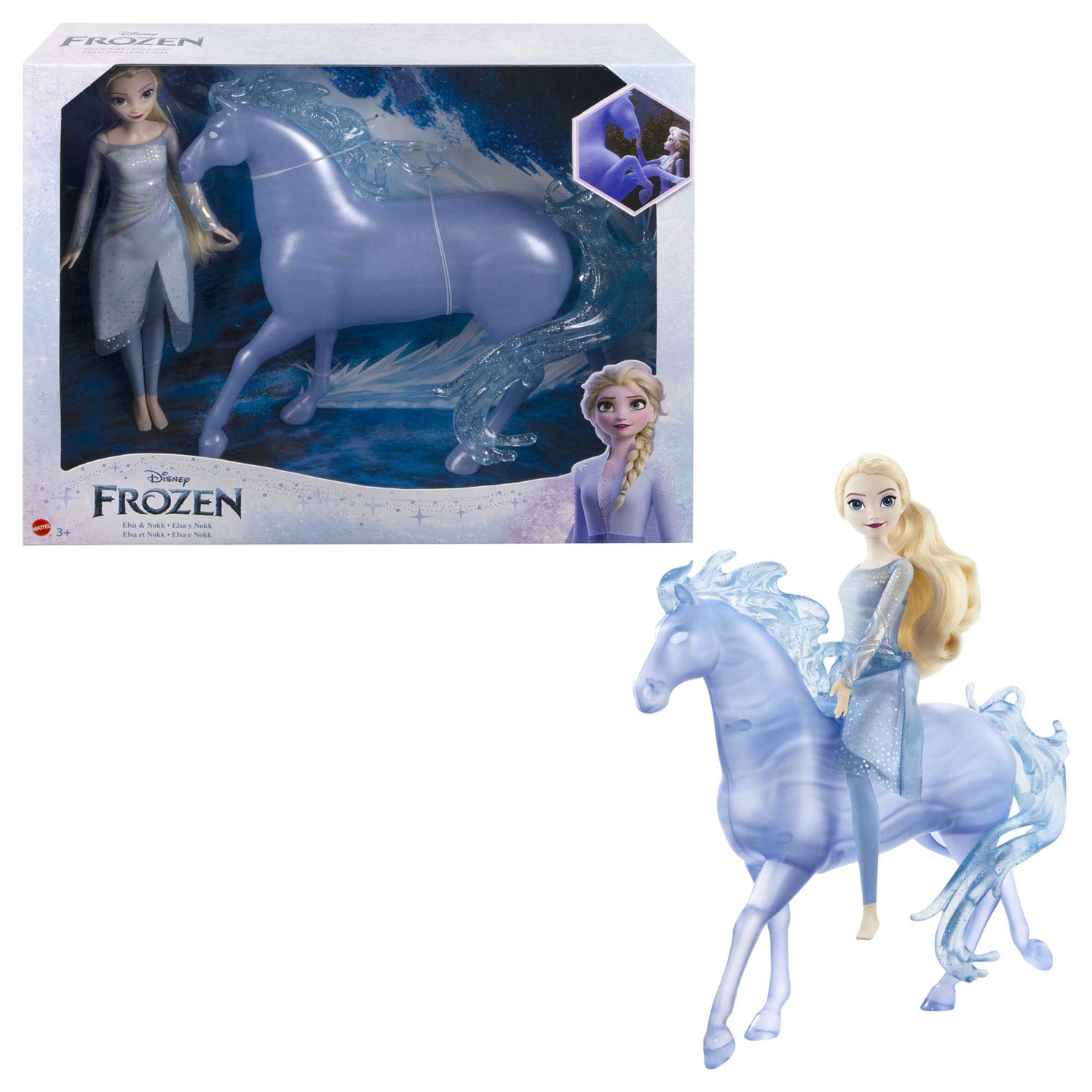 Mattel Disney Frozen - Bambola Elsa e Nokk, Creatura Acquatica a Forma di Cavallo, Ispirato a Frozen 2, Giocattolo per Bambini 3 Anni, HLW58