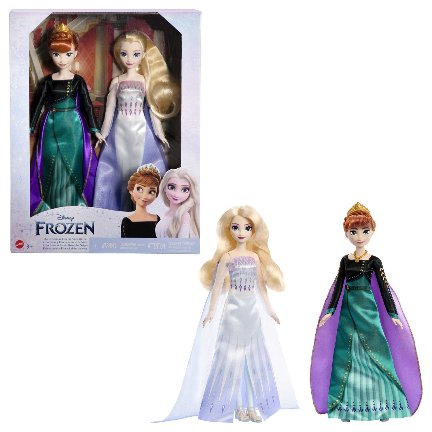 Mattel HMK51 Frozen - Set di Bambole Anna ed Elsa, Regine delle Nevi, per Bambini dai 3 Anni