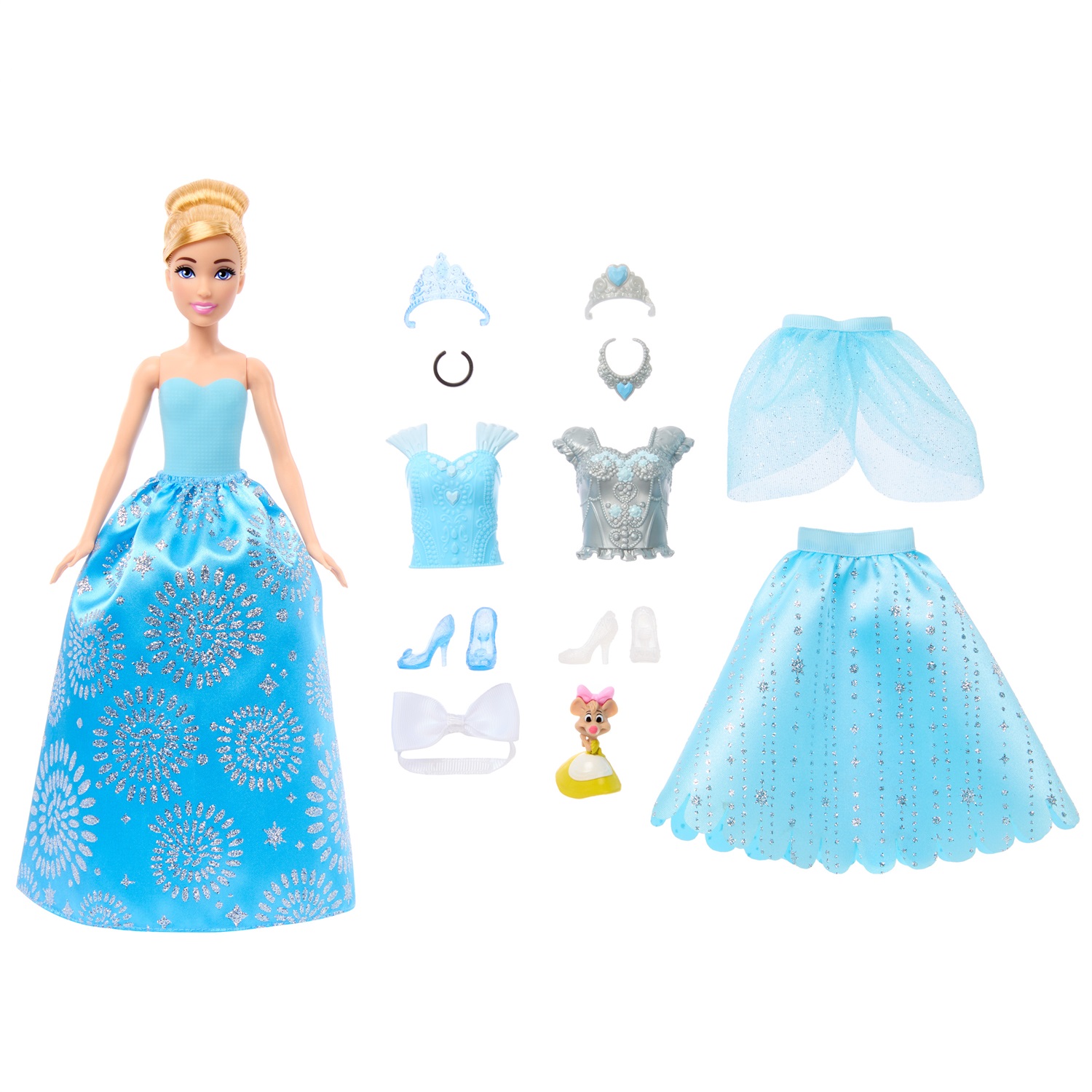 Mattel Disney Princess Cenerentola Royal Fashion Reveal Bambola alla Moda con Abiti e Accessori a Sorpresa - HMK53