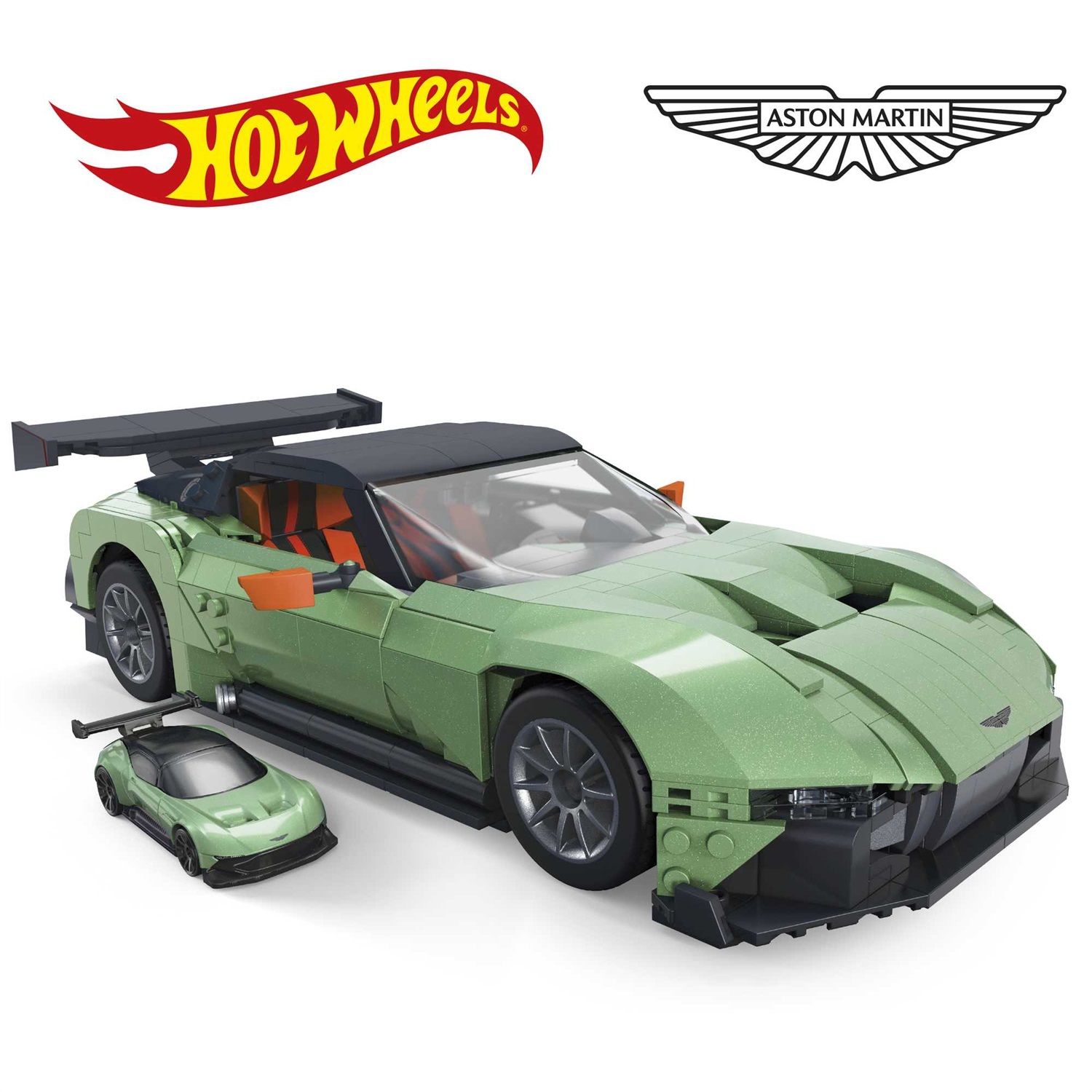 MEGA Hot Wheels Aston Martin Vulcan - Set da costruzione con 635 pezzi e modellino die-cast incluso, scala 1:18, regalo per collezionisti, giocattolo per bambini 10 anni