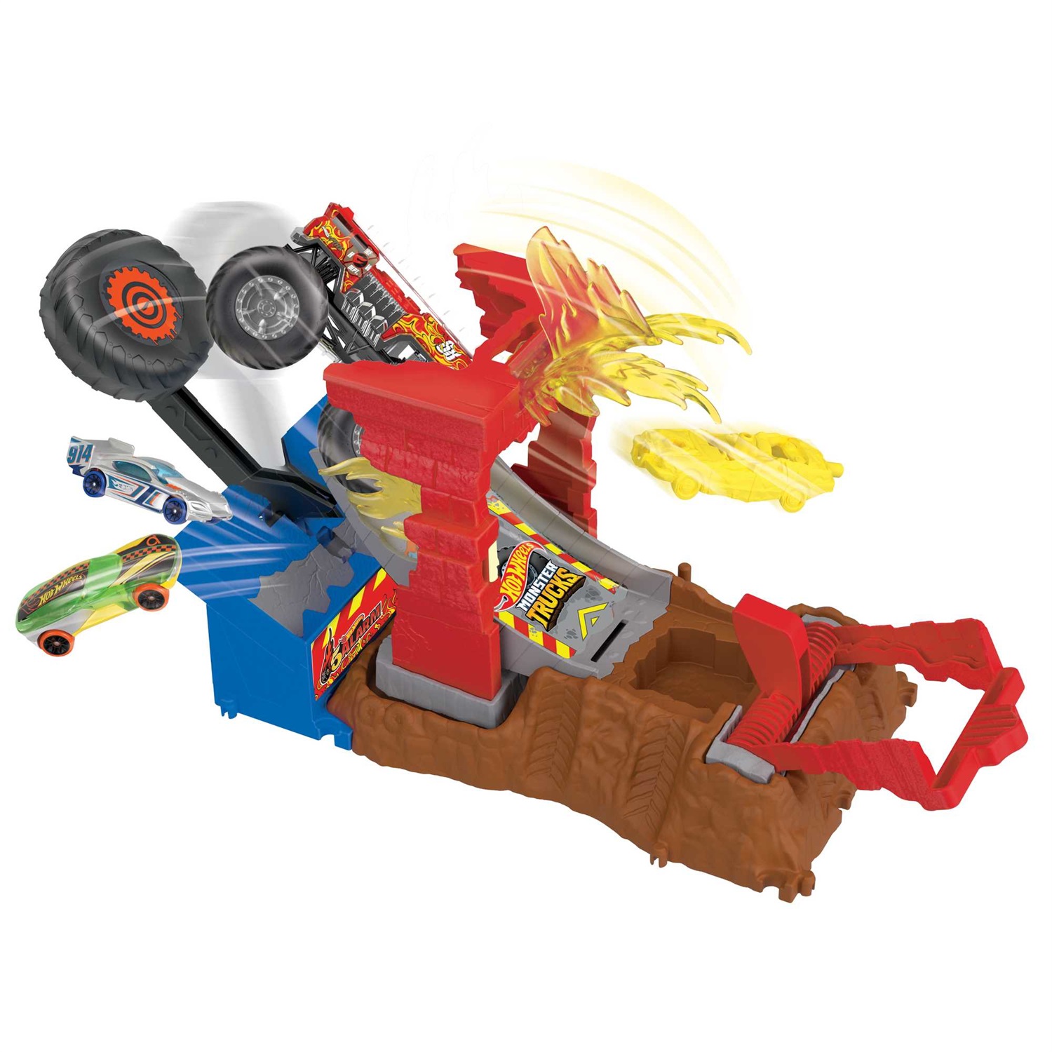 Hot Wheels Monster Trucks Arena degli Scontri con camion dei pompieri 5-Alarm - Giocattolo per bambini 4 Anni