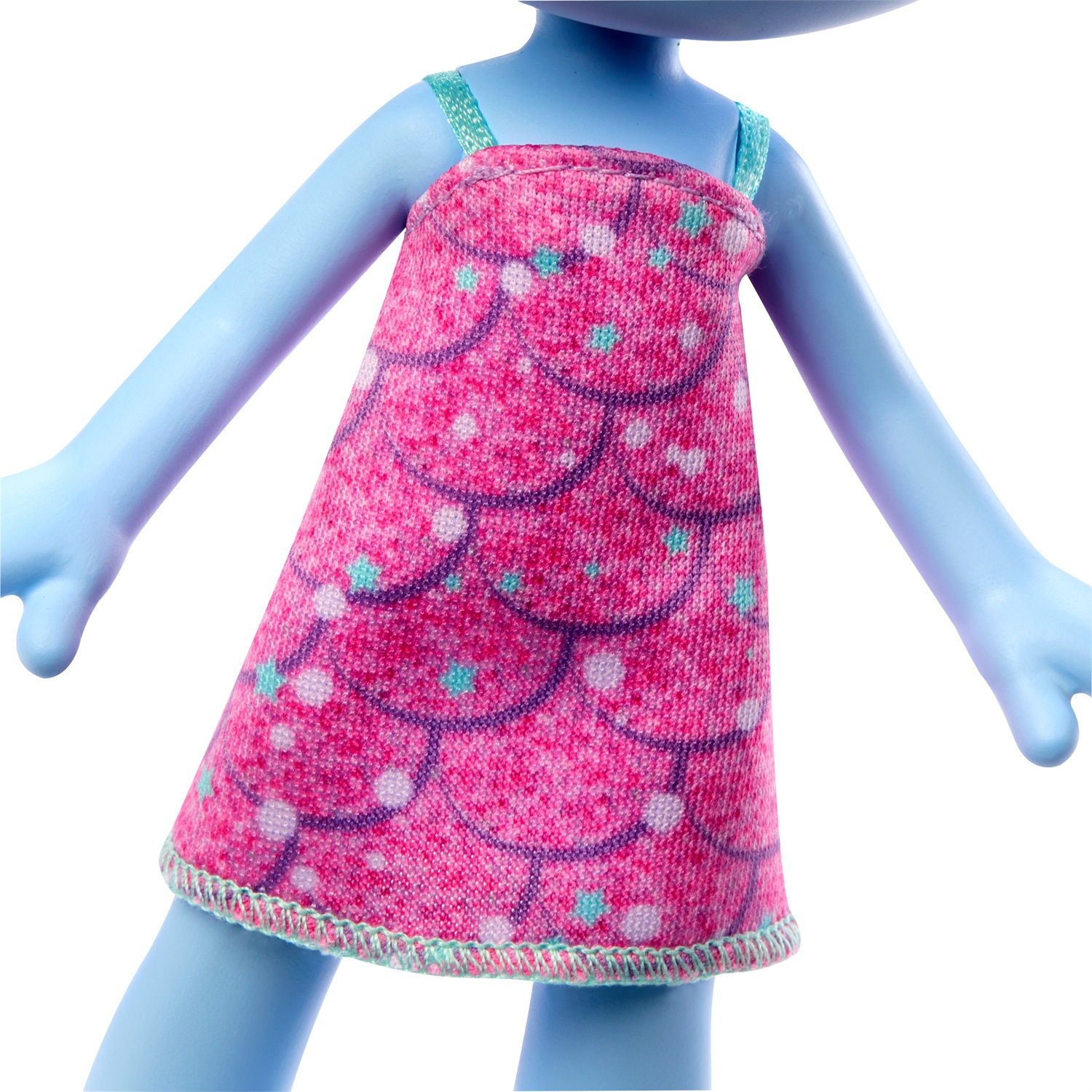 Mattel Trolls 3 - Ciniglia Alla Moda, bambola con capelli blu acceso, abito rimovibile e accessori, ispirata al film, per bambini 3 anni, HNF15