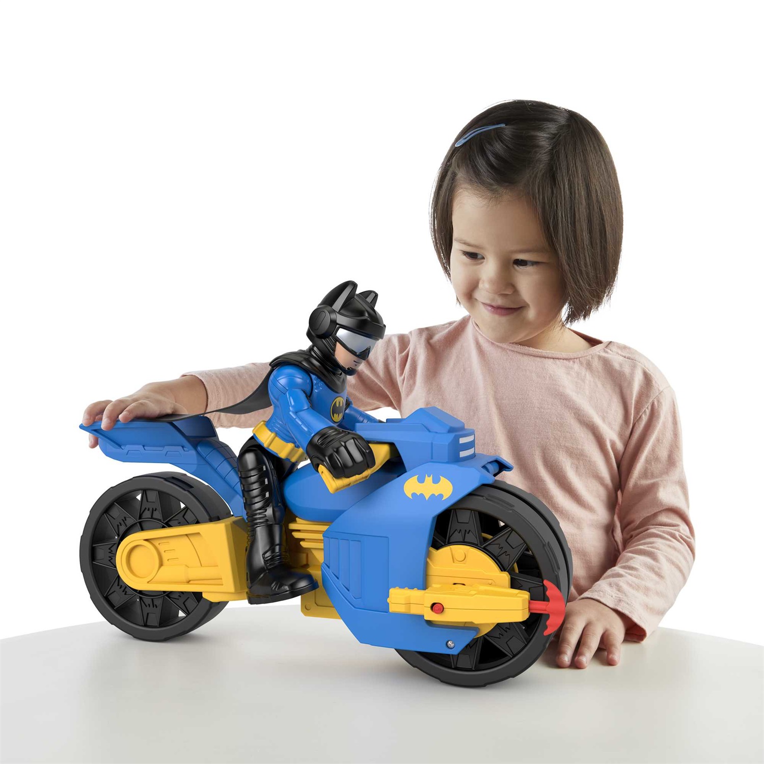 Fisher-Price Imaginext DC Super Friends - Batmoto XL e Batman con Lancia Proiettili, Moto Extra-Large a Spinta e Personaggio Batman XL, 25,4 cm, Giocattolo per Bambini 3 anni, HNM32