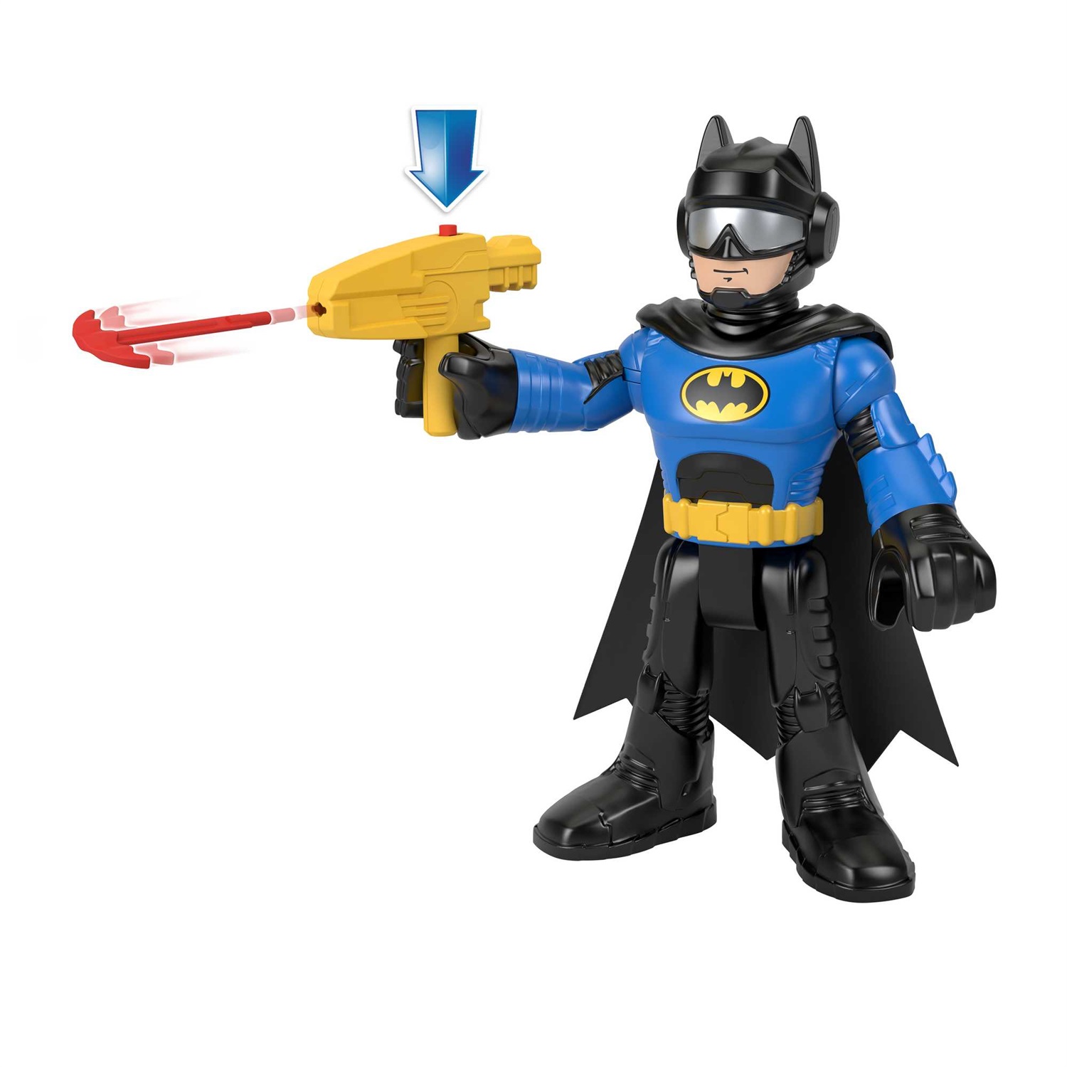Fisher-Price Imaginext DC Super Friends - Batmoto XL e Batman con Lancia Proiettili, Moto Extra-Large a Spinta e Personaggio Batman XL, 25,4 cm, Giocattolo per Bambini 3 anni, HNM32