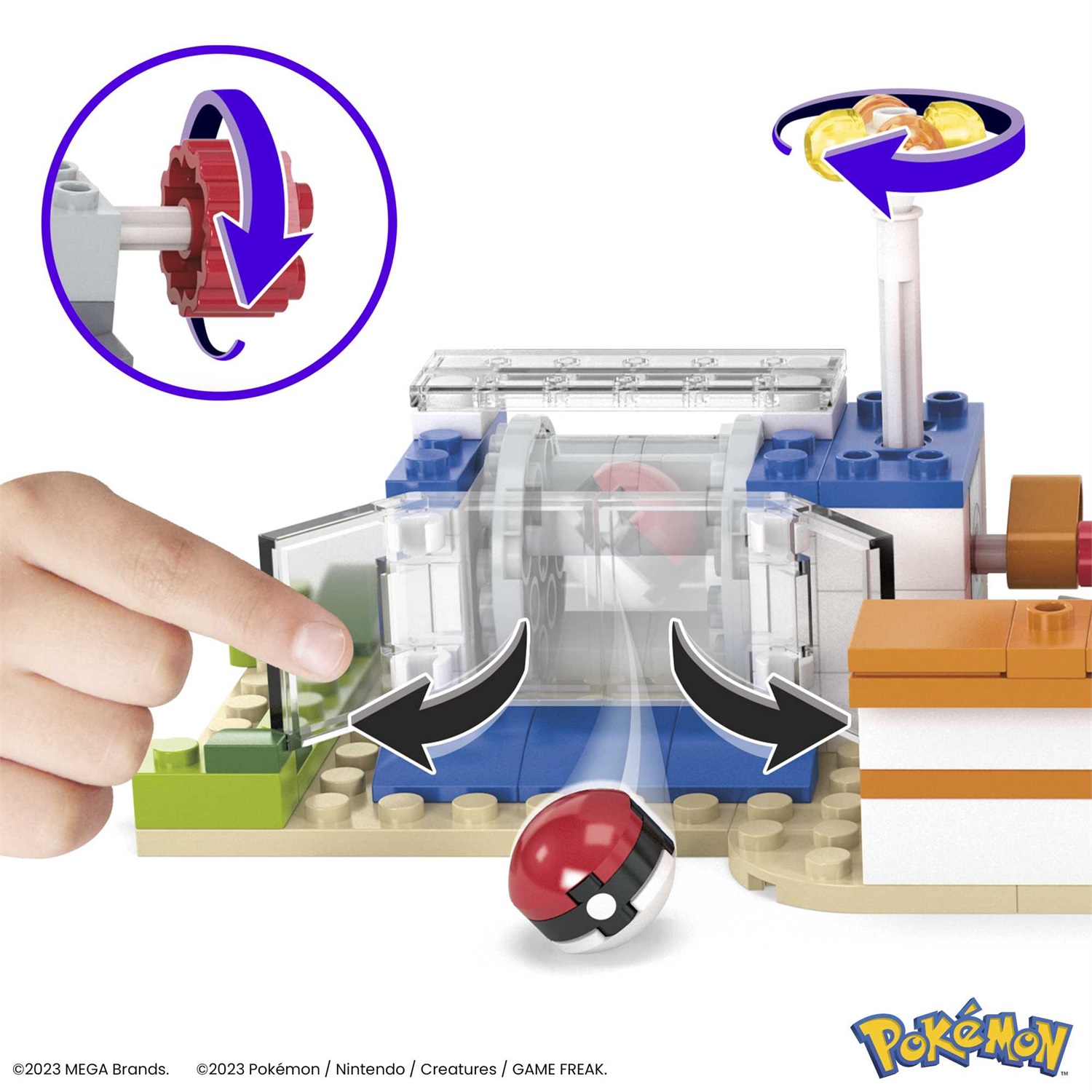 MEGA Centro Pokémon - Set da Costruire con 648 Pezzi, Include Pikachu, Chansey, Eevee e Togepi, Sistema Mattoncino Movimento, Età 8