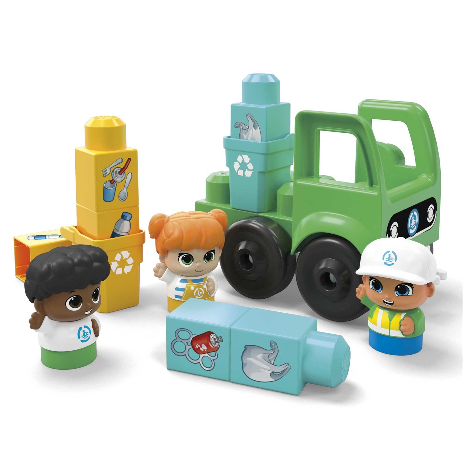 Mega Bloks - Set di costruzione Pulizia dell'Oceano con 70 blocchi, 3 personaggi e barca con gru per bambini 1 anni
