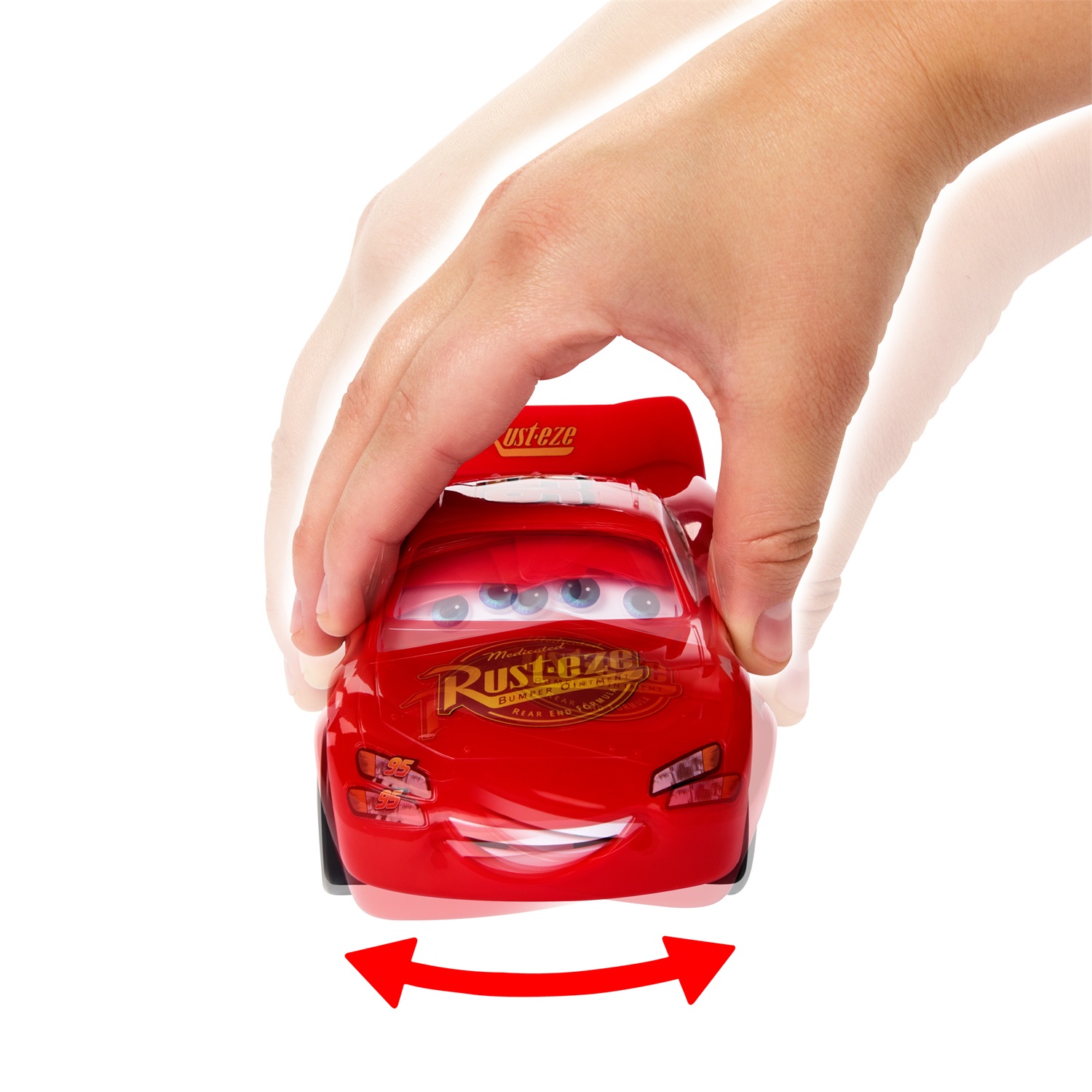 Mattel Disney Pixar Cars Veicolo Giocattolo Saetta McQueen - Macchina da Spingere con Occhi e Bocca Mobili, Ispirato al Film, per Bambini 3 anni, HPH64