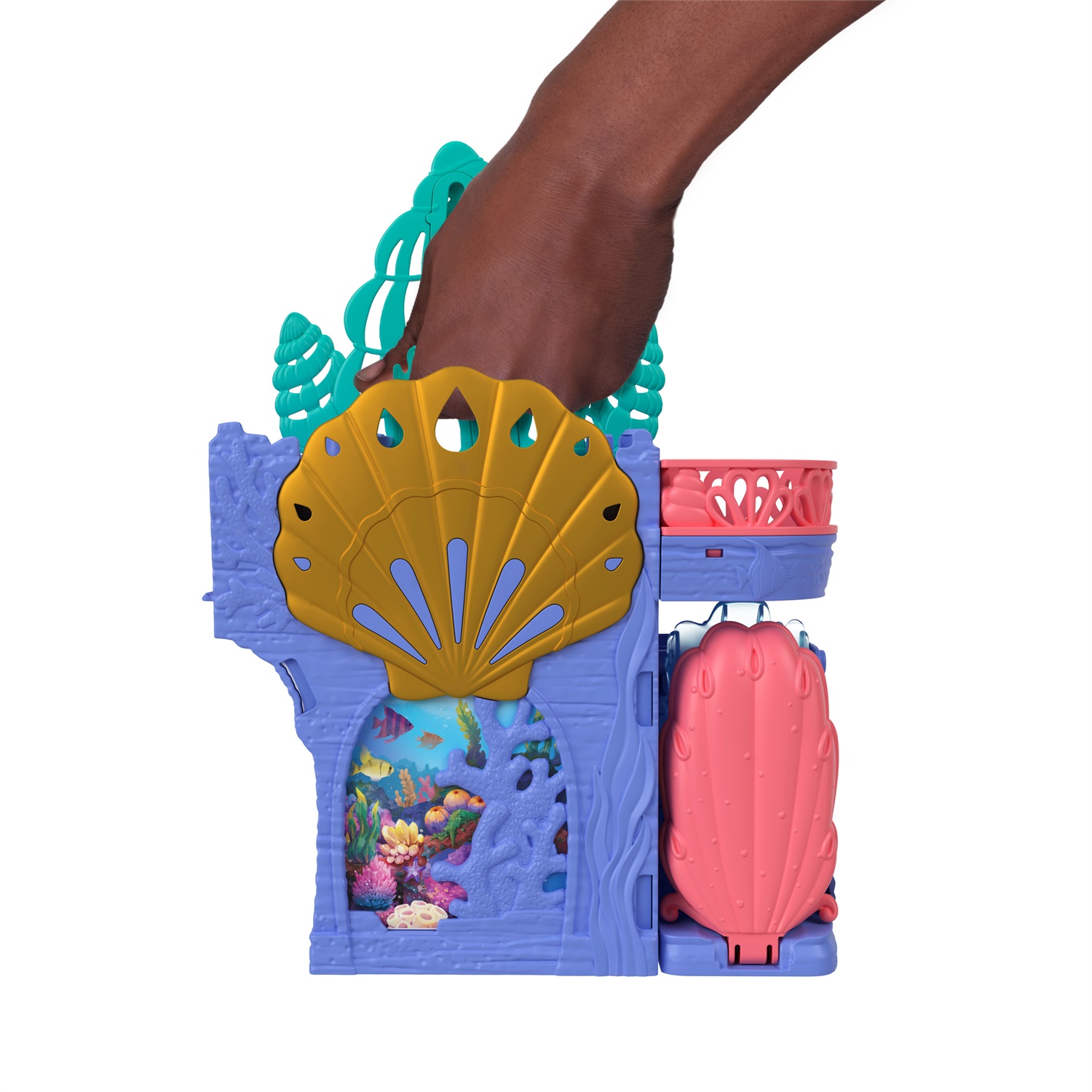 Mattel Disney La Sirenetta - Set C Grotta di Ariel, playset impilabile con mini bambola Ariel, personaggi Flounder e Sebastian e 10 accessori, giocattolo per bambini, 3 anni, HPL54