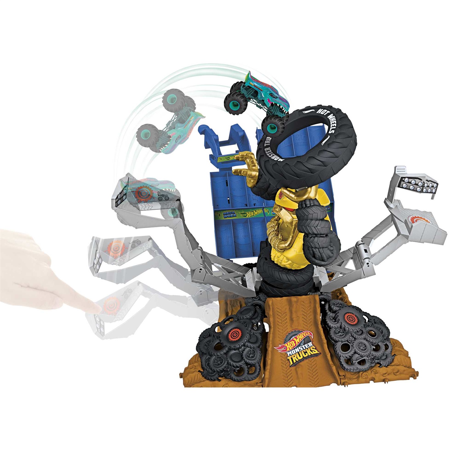 Hot Wheels Monster Trucks HPN71 - Veicolo Giocattolo con Set Arena del Gorilla e Pista da Corsa