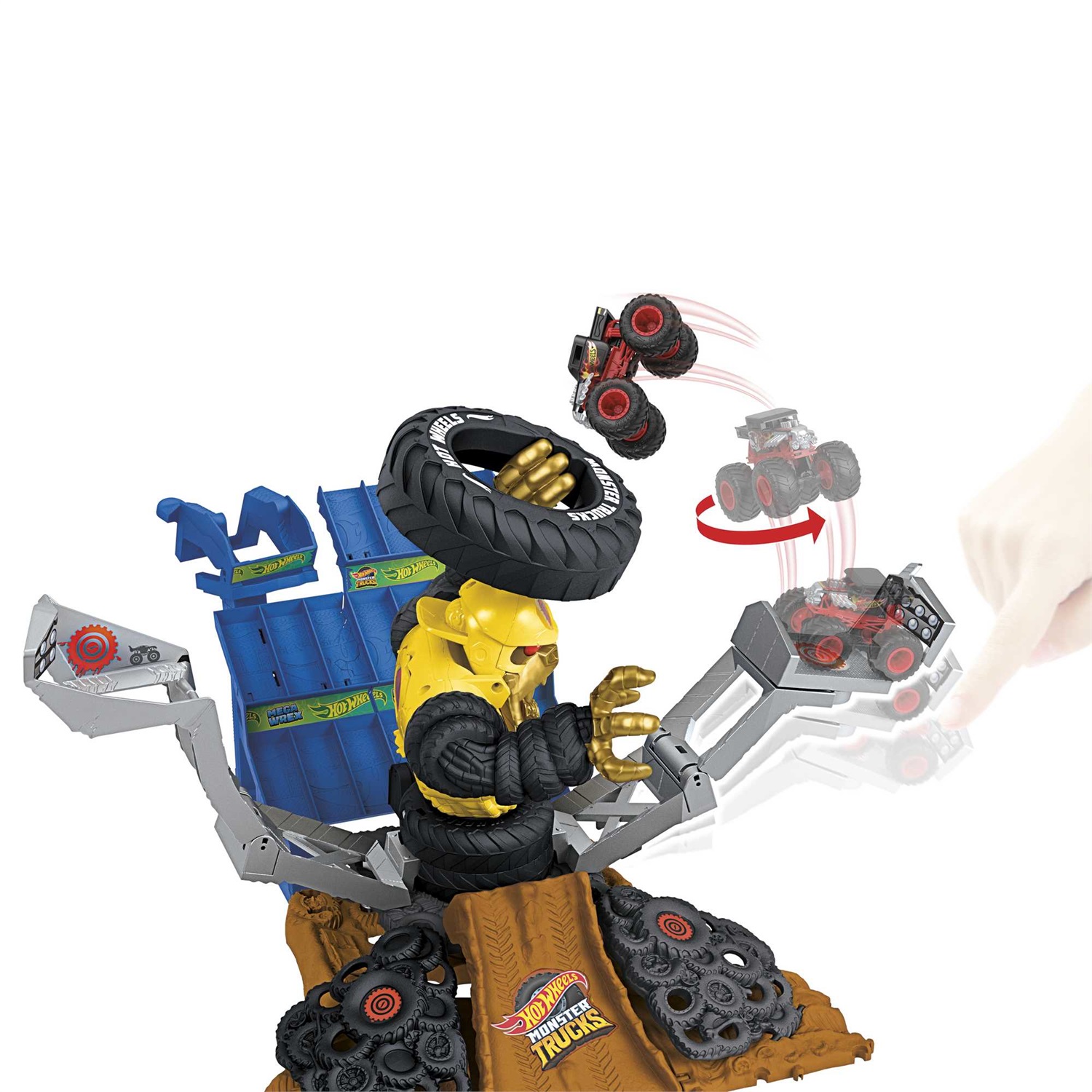 Hot Wheels Monster Trucks HPN71 - Veicolo Giocattolo con Set Arena del Gorilla e Pista da Corsa
