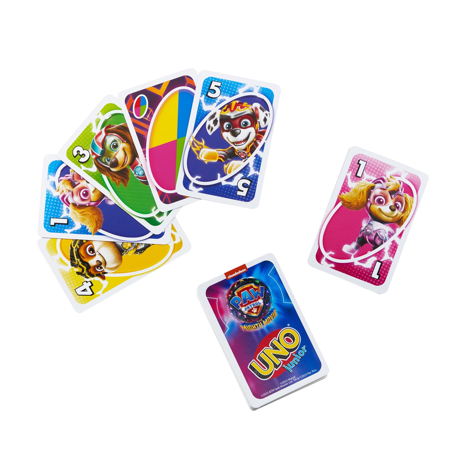 Mattel Games - UNO Junior Paw Patrol: Il Super Film, Gioco di Carte per Bambini, 3 Livelli di Gioco, da 2 a 4 Giocatori, Età 3 Anni