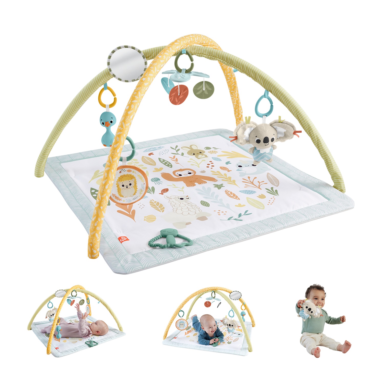 Fisher-Price Palestrina Multisensoriale HRB15 per Neonati - Tappetino con Arco e 6 Giochi Portatili e Sensoriali, Adatta da 0 Mesi