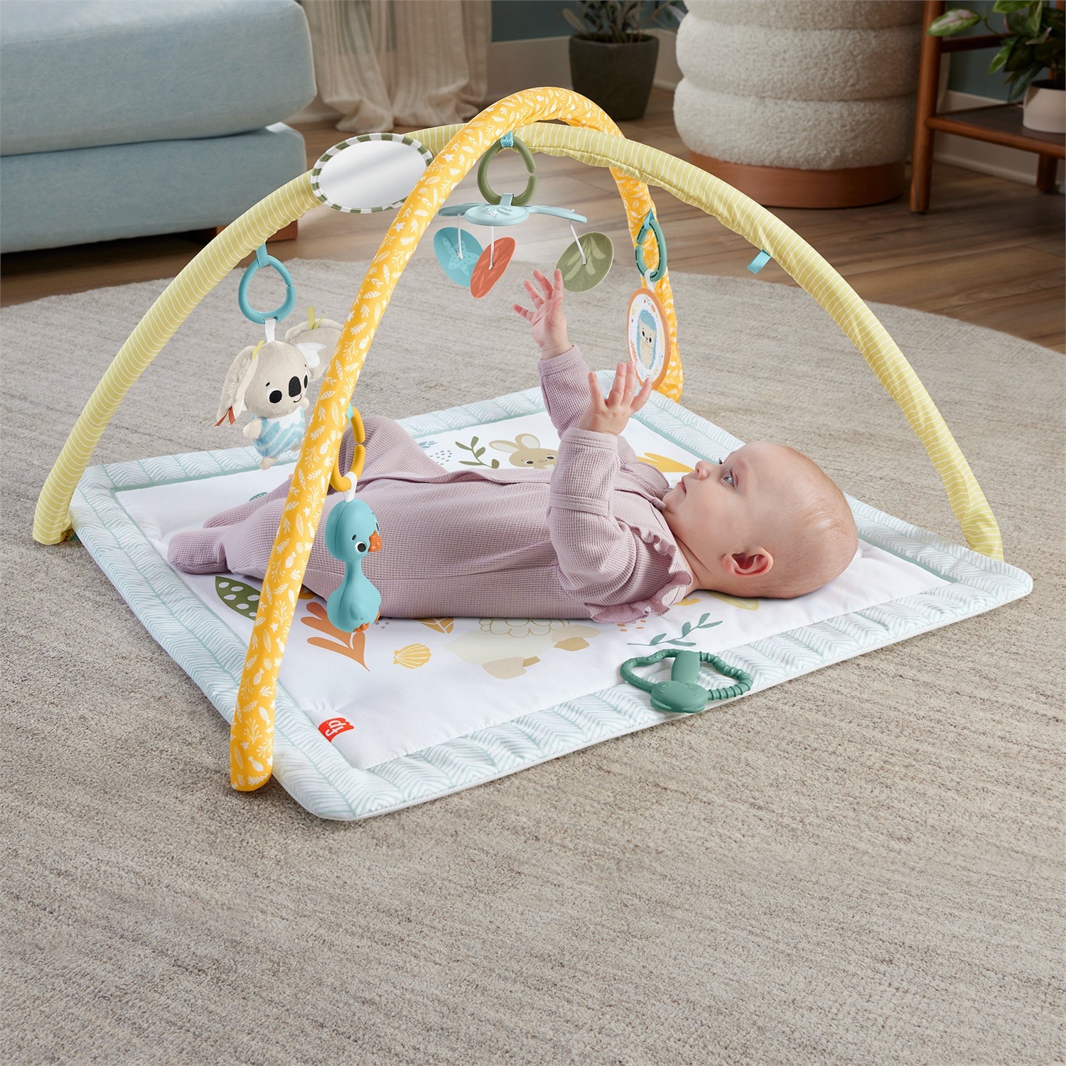 Fisher-Price Palestrina Multisensoriale HRB15 per Neonati - Tappetino con Arco e 6 Giochi Portatili e Sensoriali, Adatta da 0 Mesi