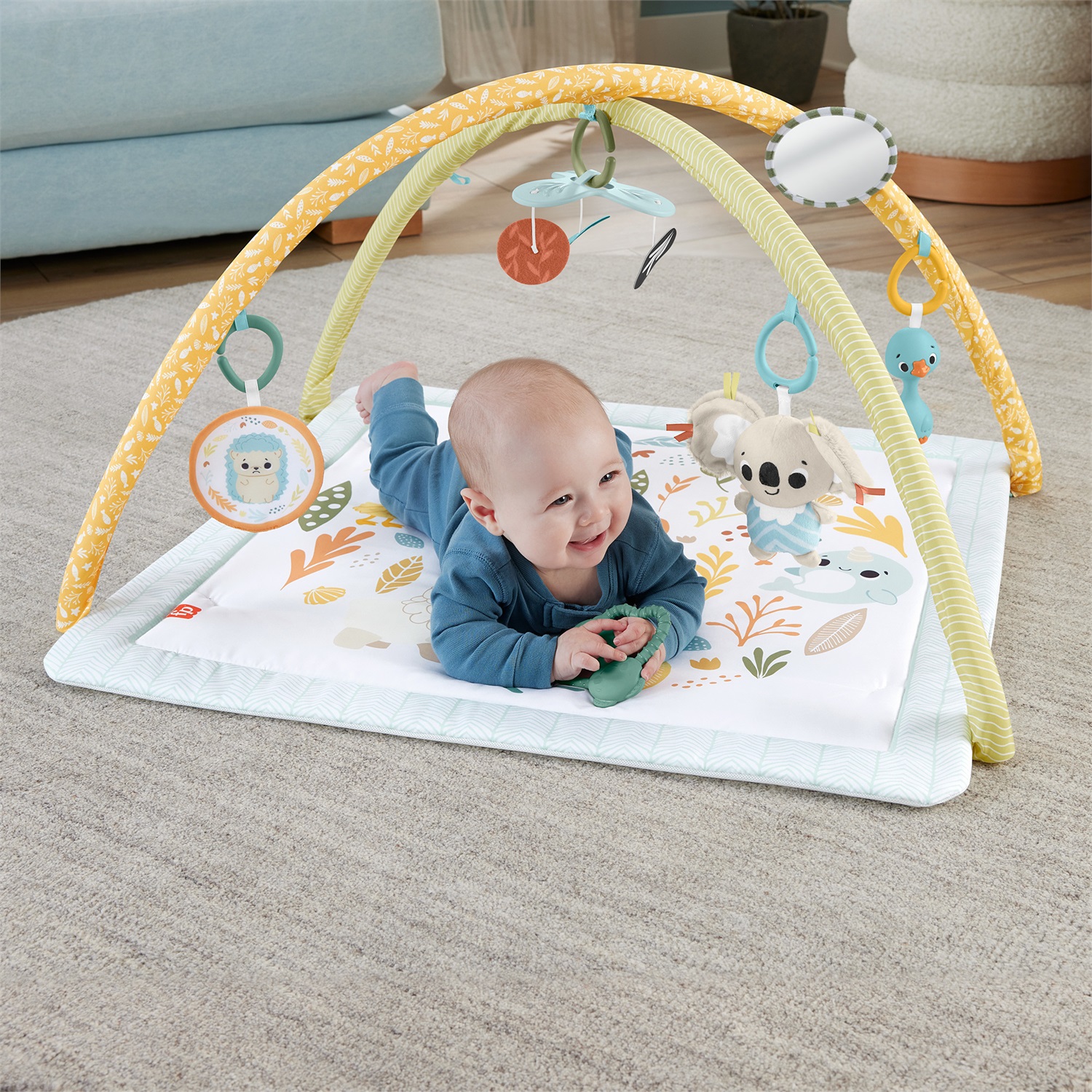 Fisher-Price Palestrina Multisensoriale HRB15 per Neonati - Tappetino con Arco e 6 Giochi Portatili e Sensoriali, Adatta da 0 Mesi
