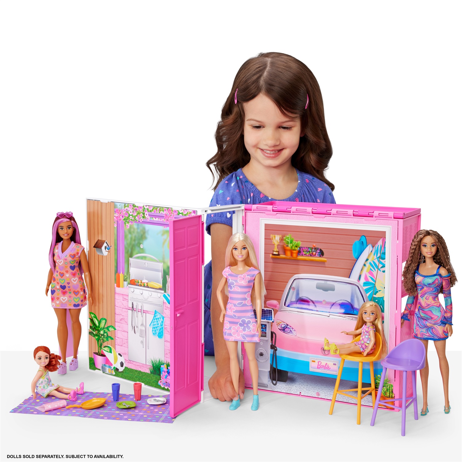 Barbie HRJ76 Casa delle Vacanze - Playset con 4 Aree di Gioco e 11 Accessori Inclusi per Bambini 3 Anni