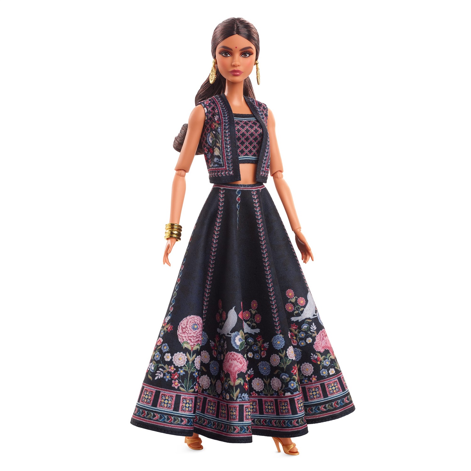 Mattel Barbie Signature Diwali - Limited Edition by Anita Dongre, bambola da collezione con look Midnight Bloom e lehenga per la festa delle luci, piedistallo incluso, 6 anni, HRM91