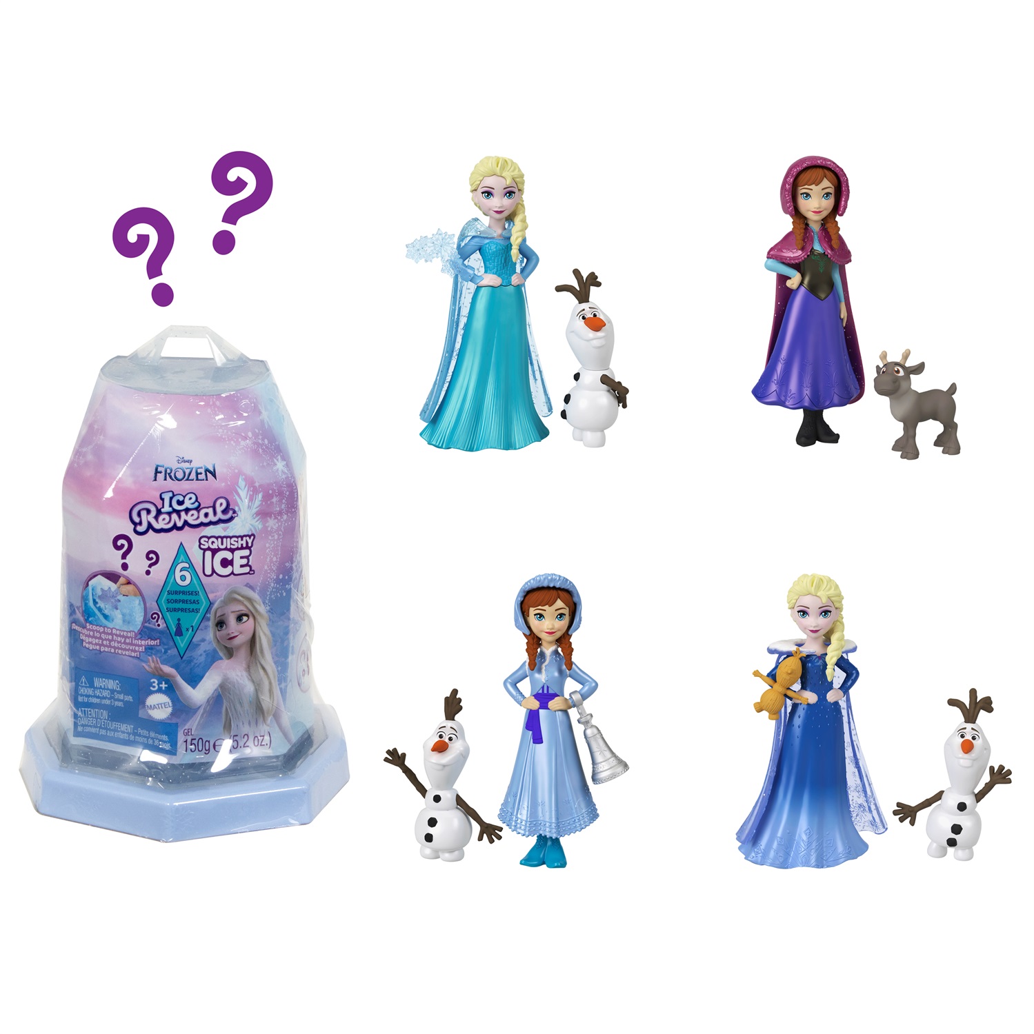 Mattel Frozen - Ice Reveal HRN73 Bambola con 6 Sorprese Nascoste in Squishy Ice
