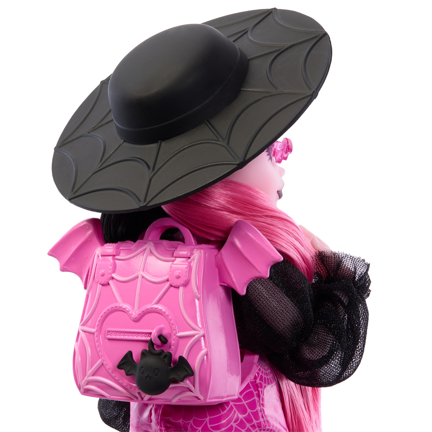 Monster High - Draculaura, Bambola dal Look Mostruoso con Gatto-Pipistrello Conte Favoloso e Accessori Inclusi, Zaino, Bento Box e Libro degli Incantesimi, Giocattolo per Bambini 4 Anni, HRP64