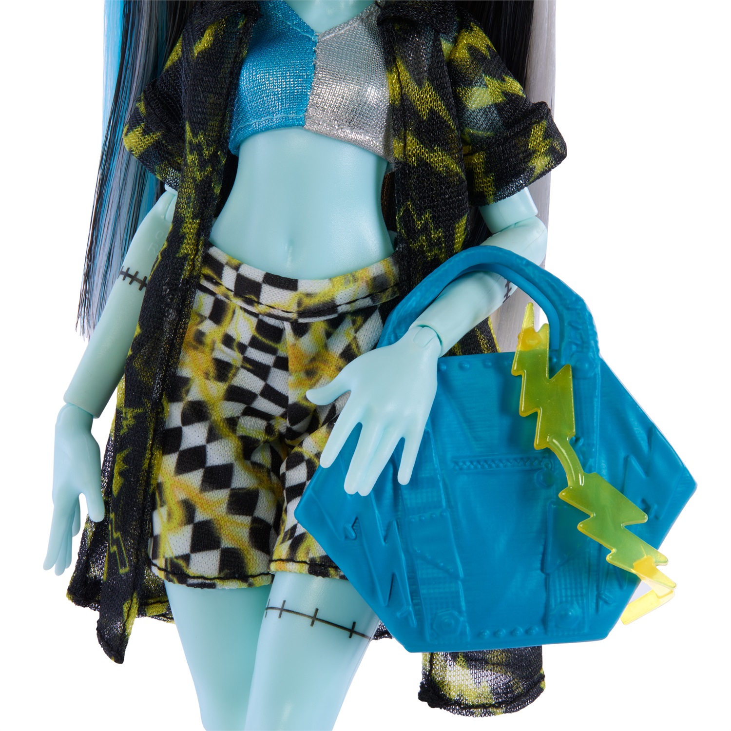 Monster High Frankie Stein - Bambola Scare-Adise Island con Costume da Bagno e Accessori da Spiaggia