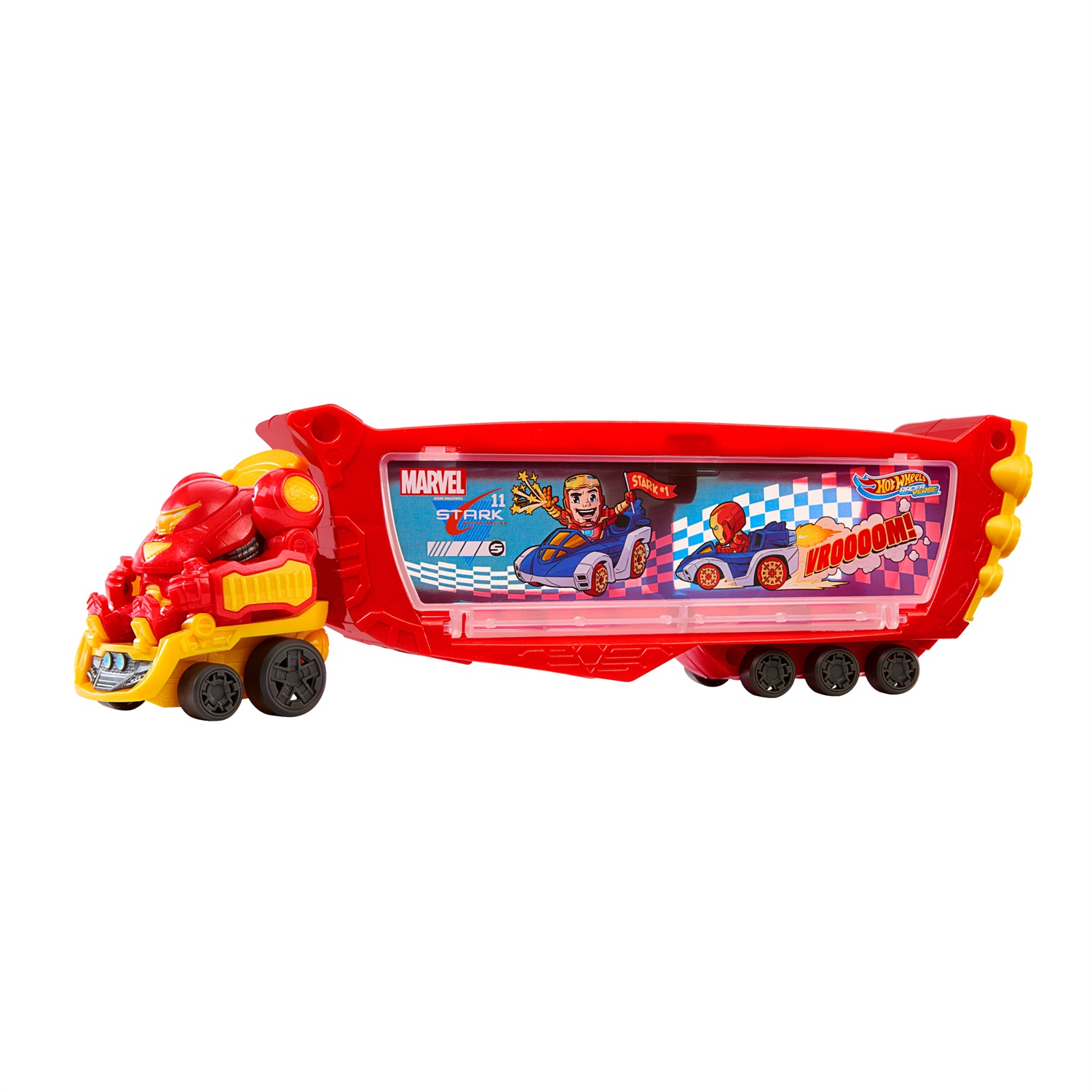 Hot Wheels HRY02 - Trasportatore Hulkbuster per 10 macchinine, con cabina rimovibile e casco apribile, giocattolo per bambini 4 anni