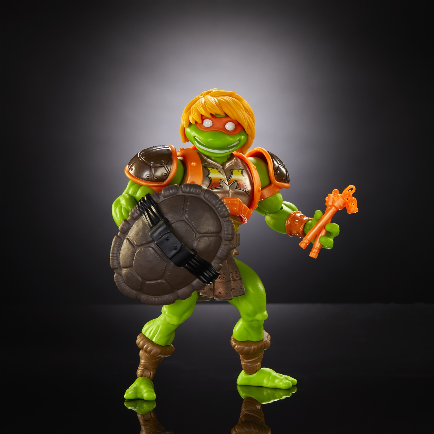 Mattel Masters of the Universe Origins Michelangelo Turtles of Grayskull - Action Figure Snodata con Armatura e Accessori, Crossover tra MOTU e Tartarughe Ninja, Giocattolo per Bambini 6 anni