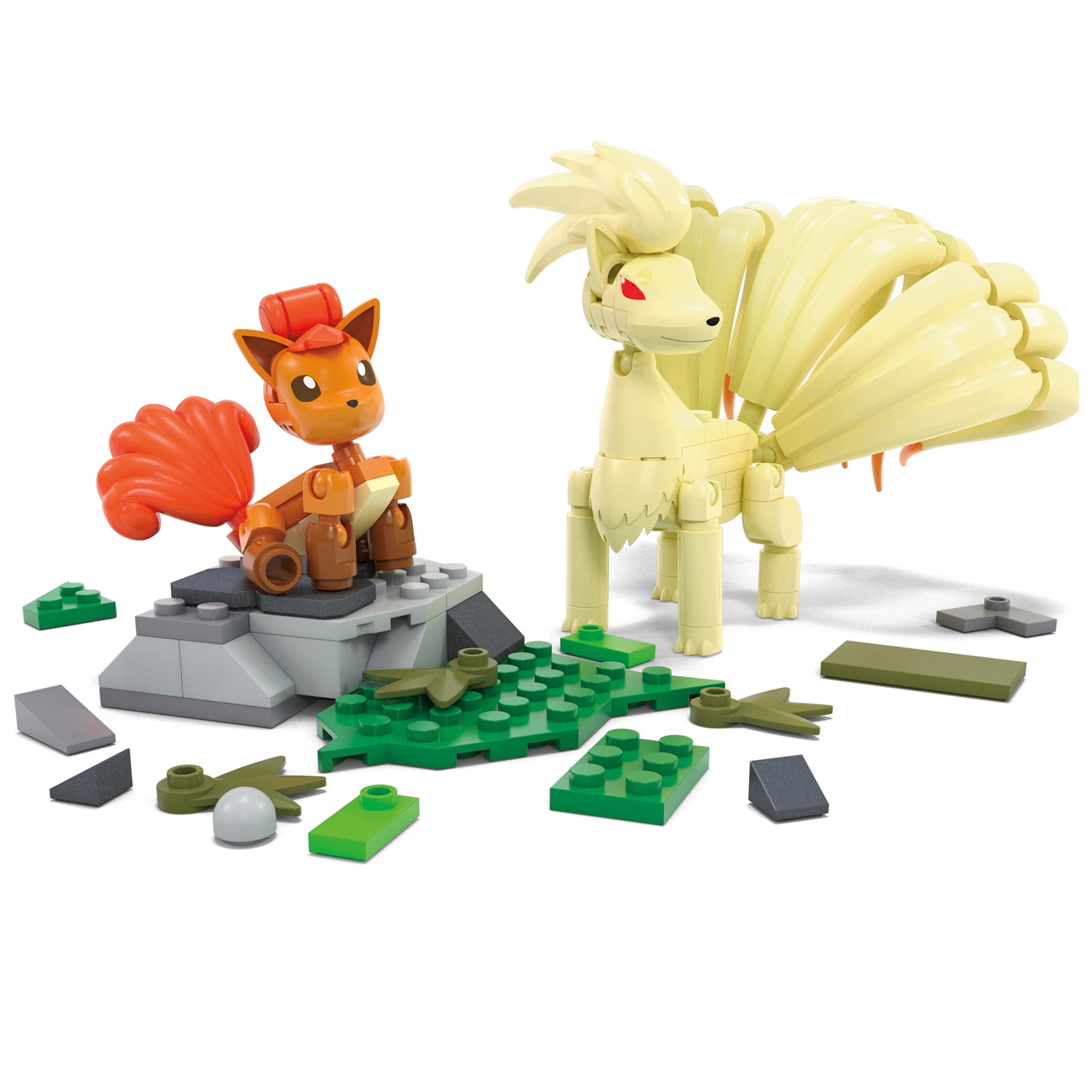MEGA Pokémon - Evoluzione di Vulpix, Set da Costruire con 145 Pezzi, 2 Personaggi Snodati (Vulpix e Ninetales), Giocattolo per Bambini 7 Anni, HTH79