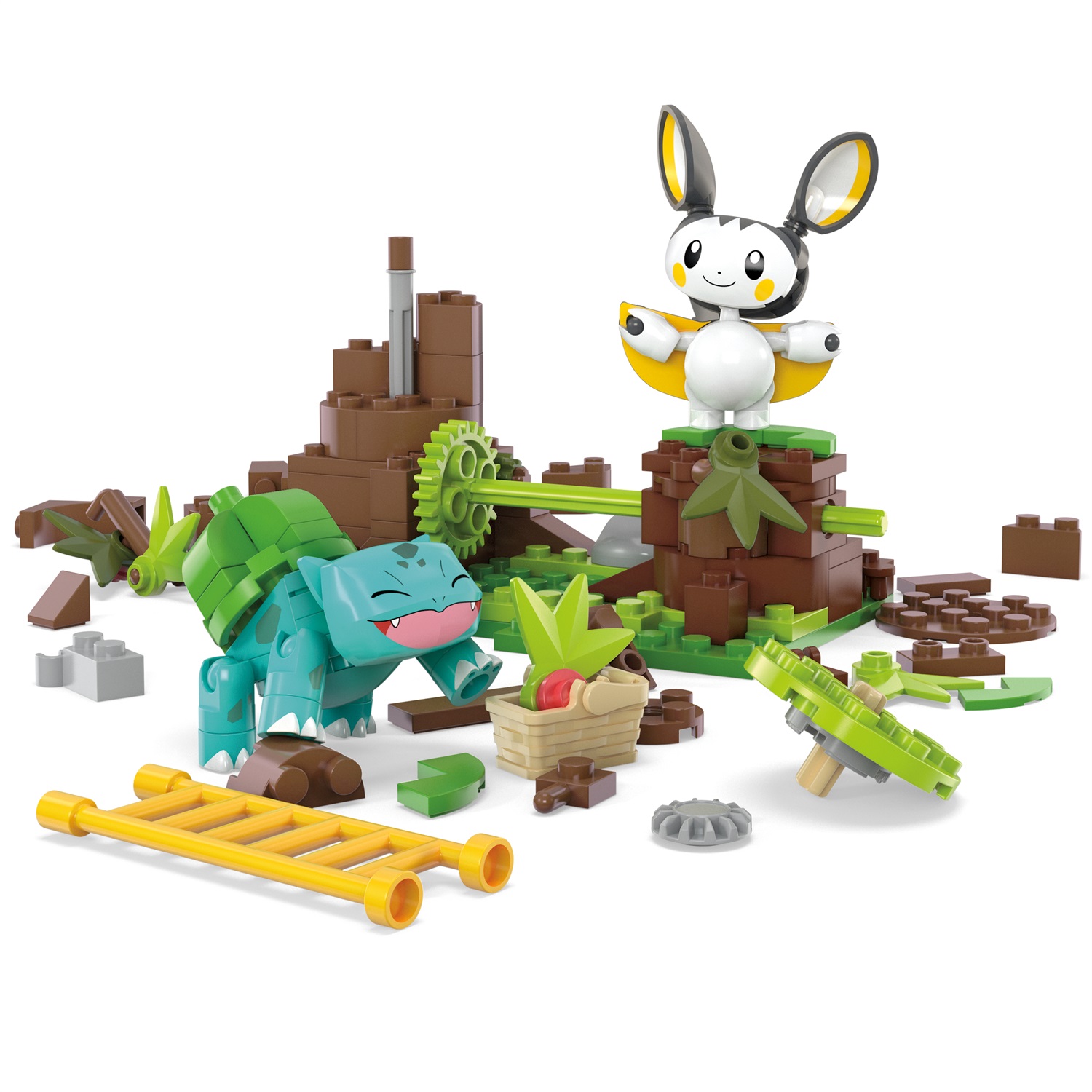 MEGA Il Bosco Incantato di Emolga e Bulbasaur - Set da Costruire con 194 Pezzi, 2 Personaggi e Sistema Mattoncino Movimento, Giocattolo per Bambini 7 Anni, HTH69