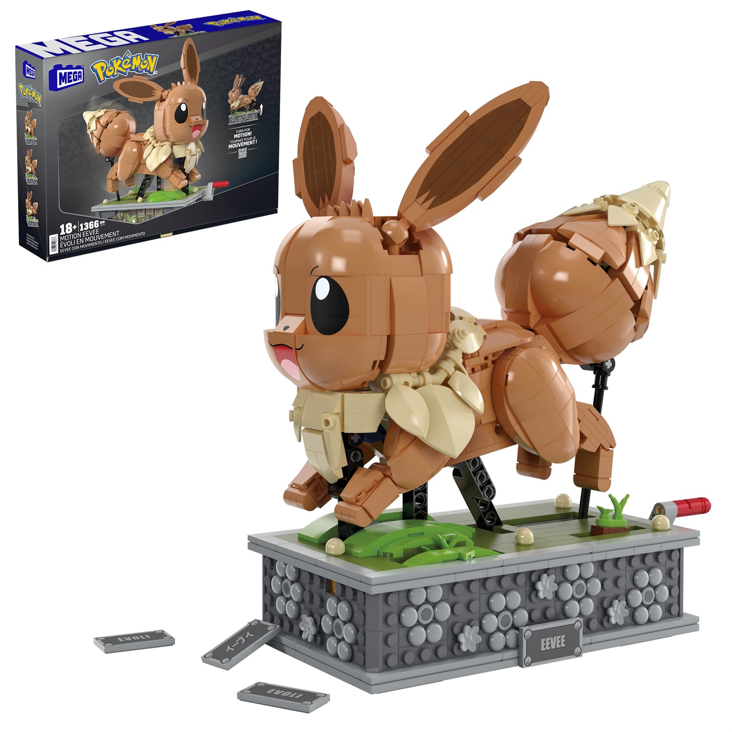 MEGA Pokémon Kinetic Eevee - Set da costruire con 1381 pezzi, personaggio meccanizzato con movimento realistico, giocattolo per collezionisti, 18 anni, HTH71