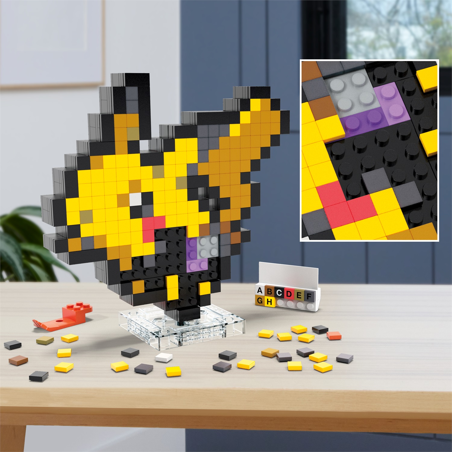 MEGA HTH74 Gioco di Costruzione Pikachu Pixel Art - 400 Pezzi, 15,2 cm, con Base per Esposizione e Incisione per Appendere