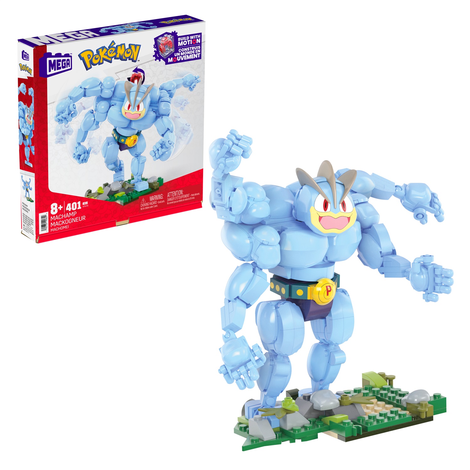 MEGA Pokémon - Machamp, gioco di costruzione con 401 pezzi, figura snodabile alta 17,7 cm, per bambini 8 anni