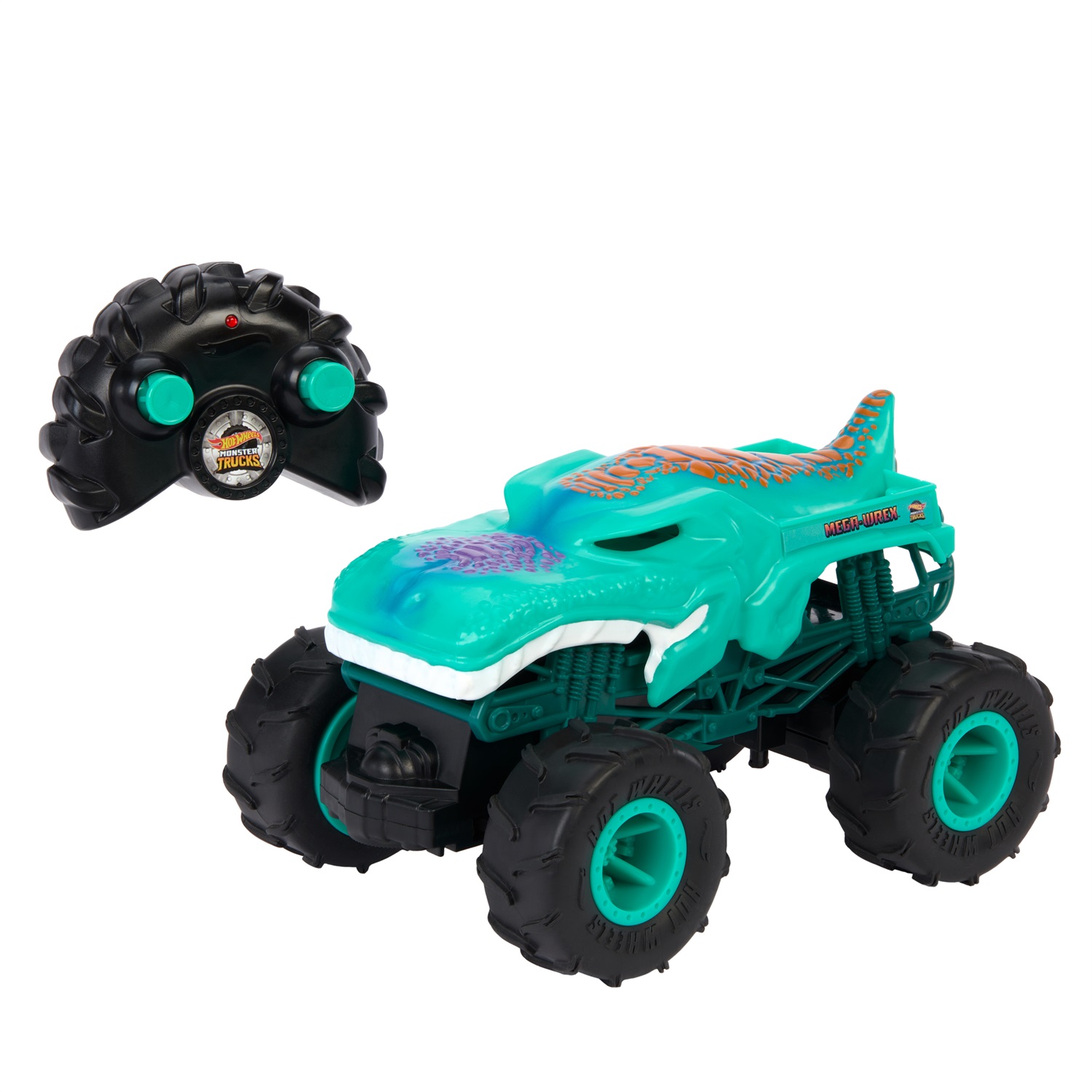 Mattel Hot Wheels Monster Trucks Mega Wrex 1:24 - Giocattolo Radiocomandato con Pneumatici All-Terrain, Luci e Suoni