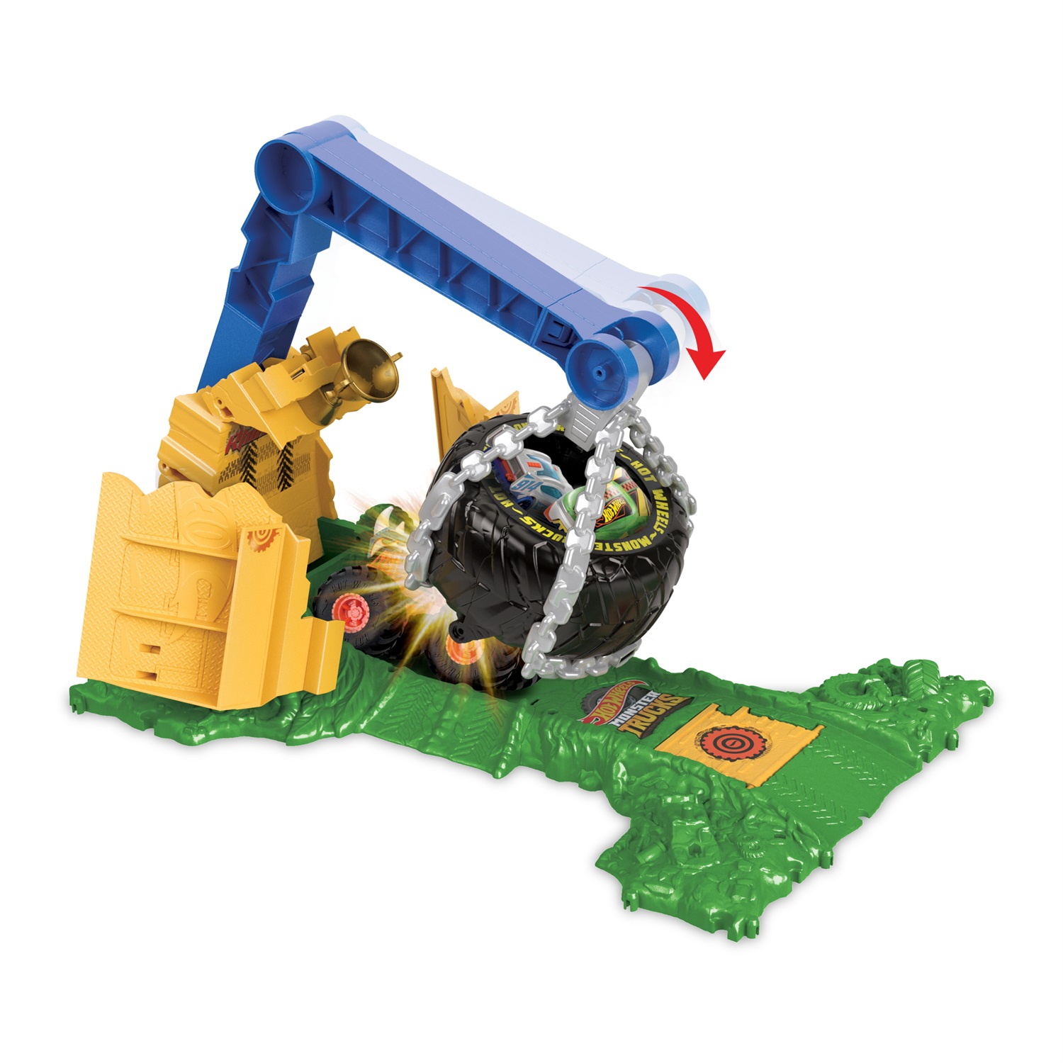 Hot Wheels Sfida Demolizione del Carico Rhinomite HTP18 - Playset con Truck in Scala 1:64 e 2 Macchinine Schiacciate