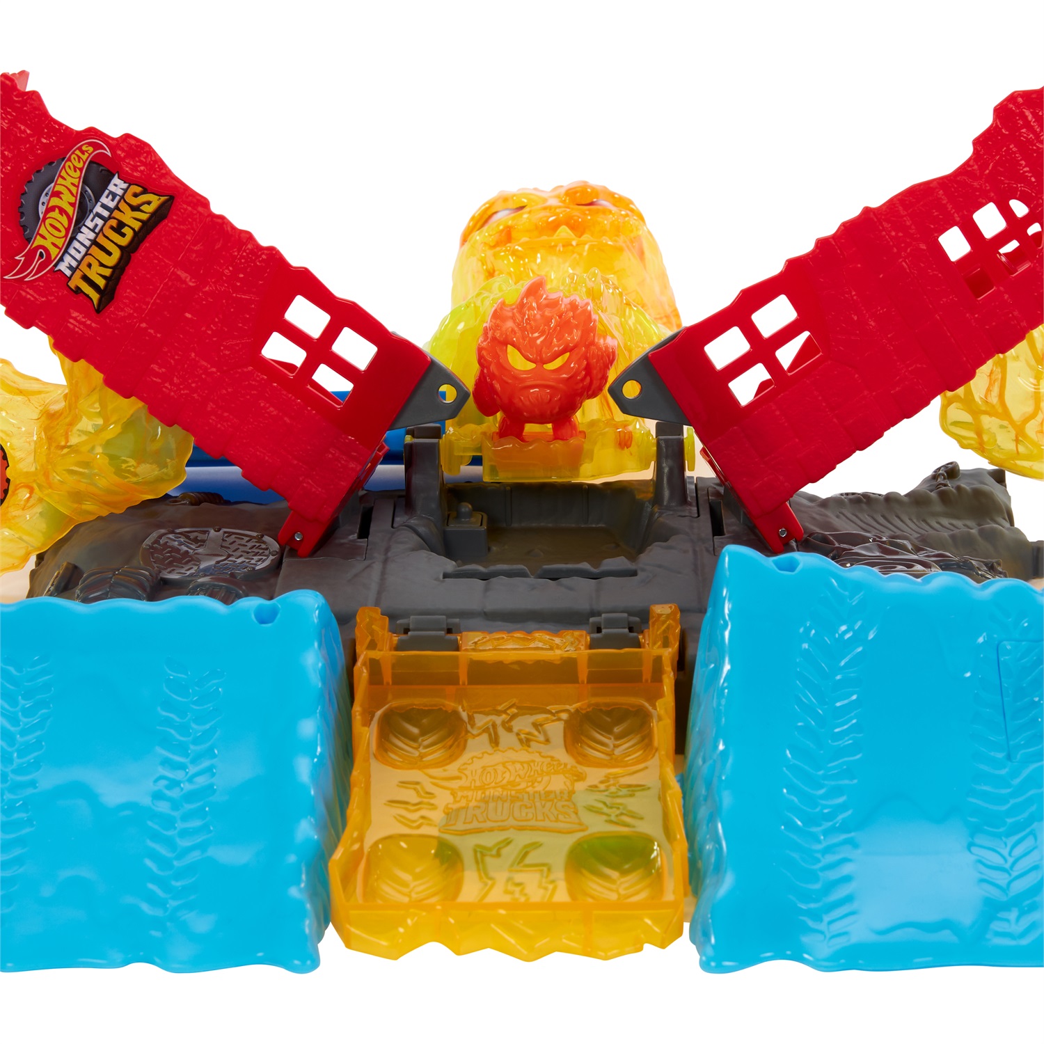Hot Wheels Monster Trucks - Arena degli Scontri Semifinali, playset collegabile con veicolo e 2 macchinine, per bambini 4 anni