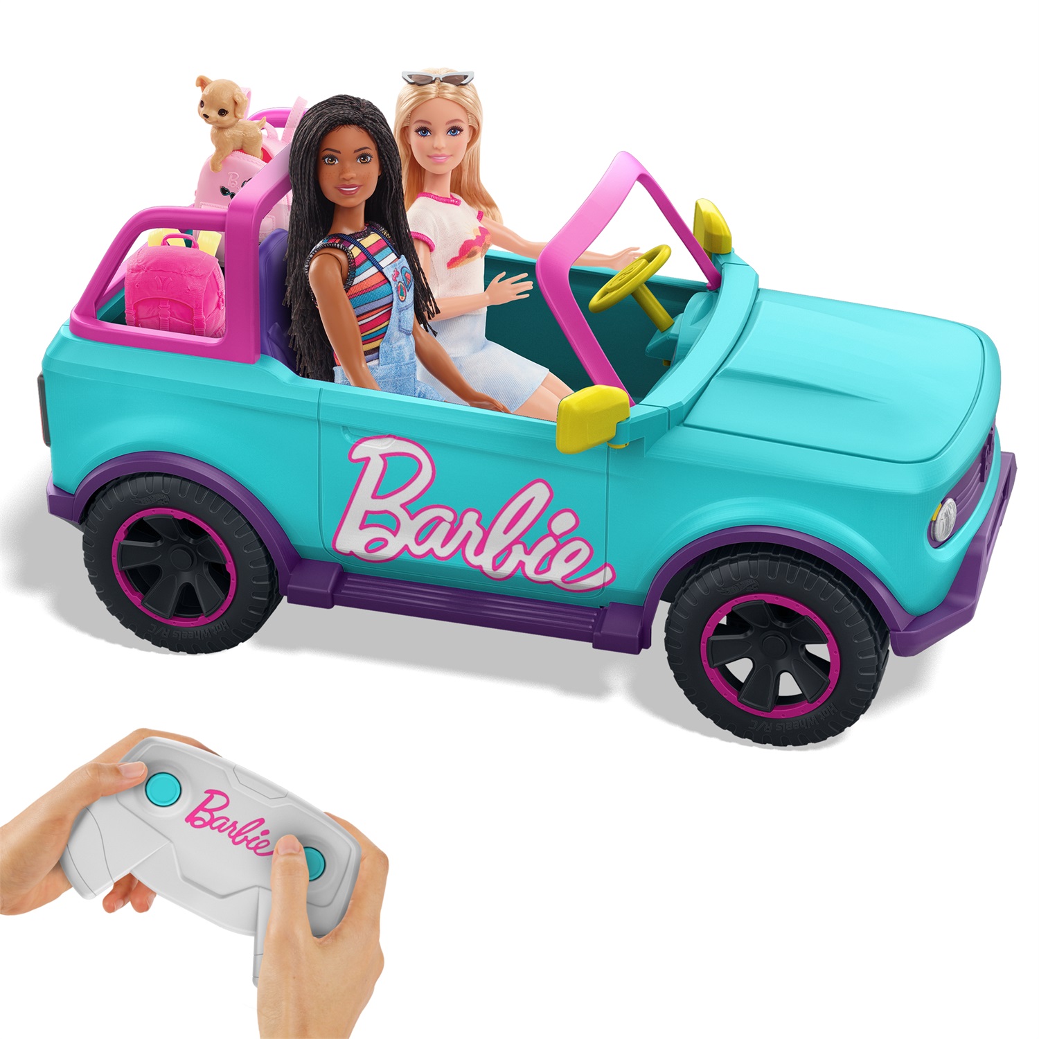 Hot Wheels HTP53 - Macchina Telecomandata SUV RC per Barbie, veicolo jeep con adesivi, spazio per due Barbie e accessori, giocattolo per bambini 4 anni