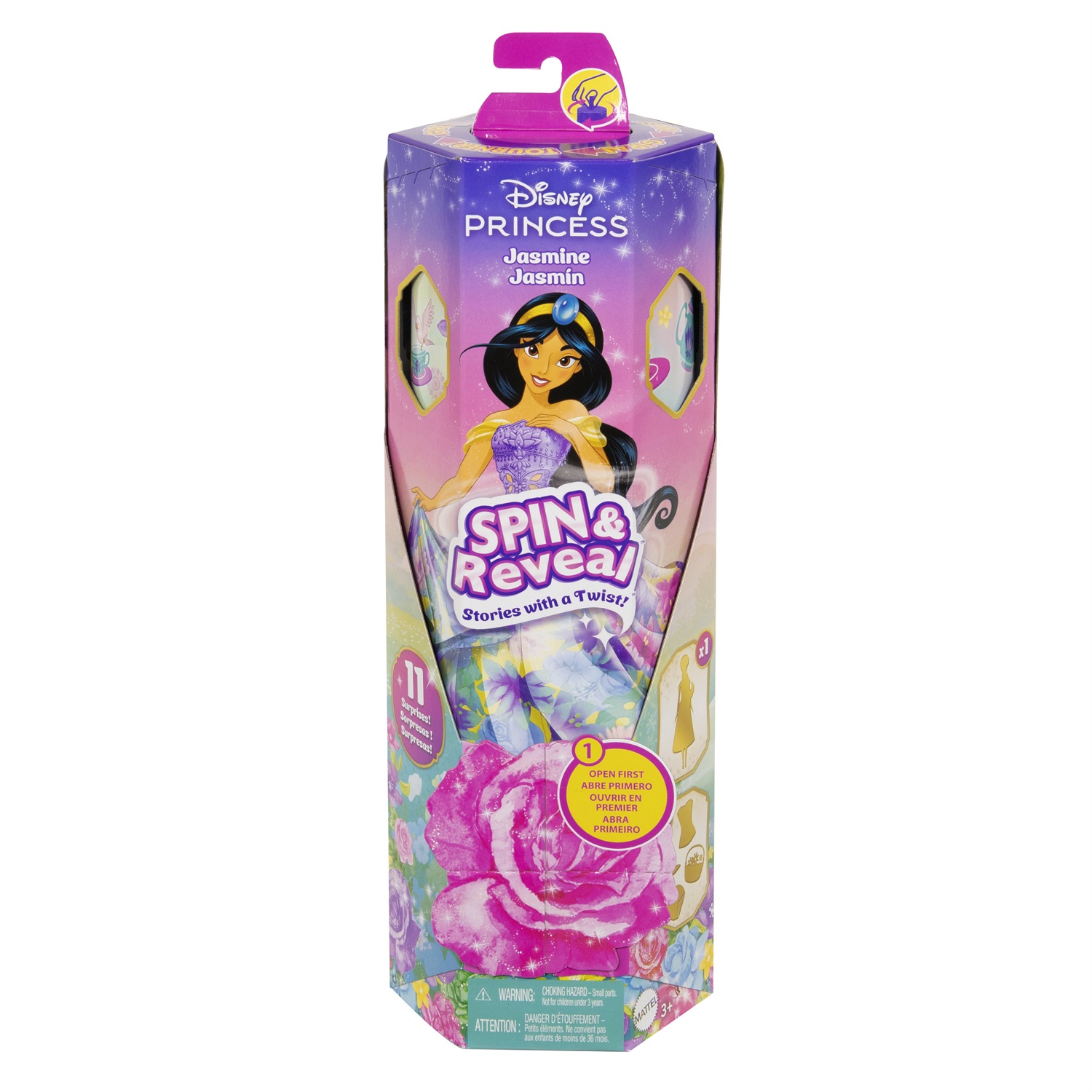Disney Princess Spin & Reveal Bambola - Gonna Morbida, Corpetto Pop-On, Tema Feste in Giardino