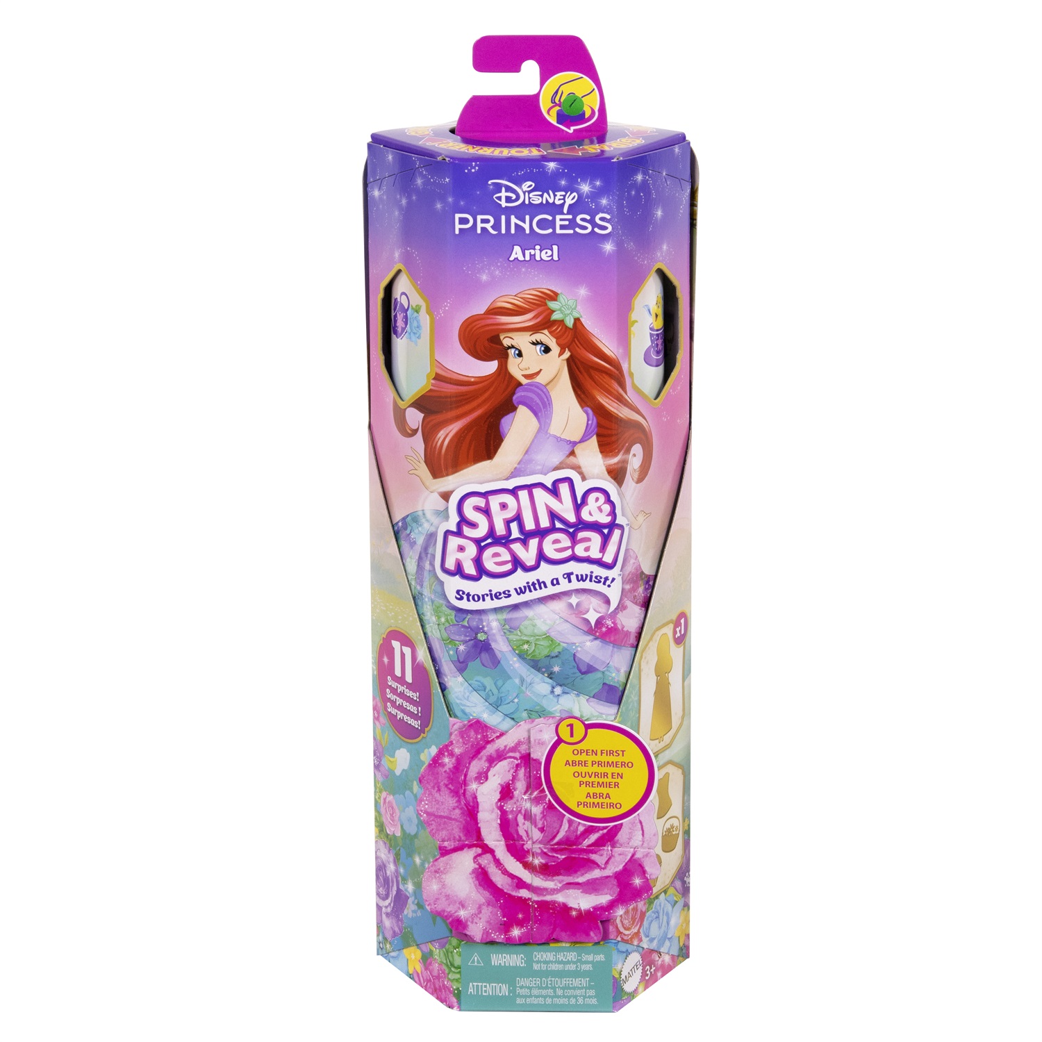 Disney Princess Spin & Reveal Bambola - Gonna Morbida, Corpetto Pop-On, Tema Feste in Giardino