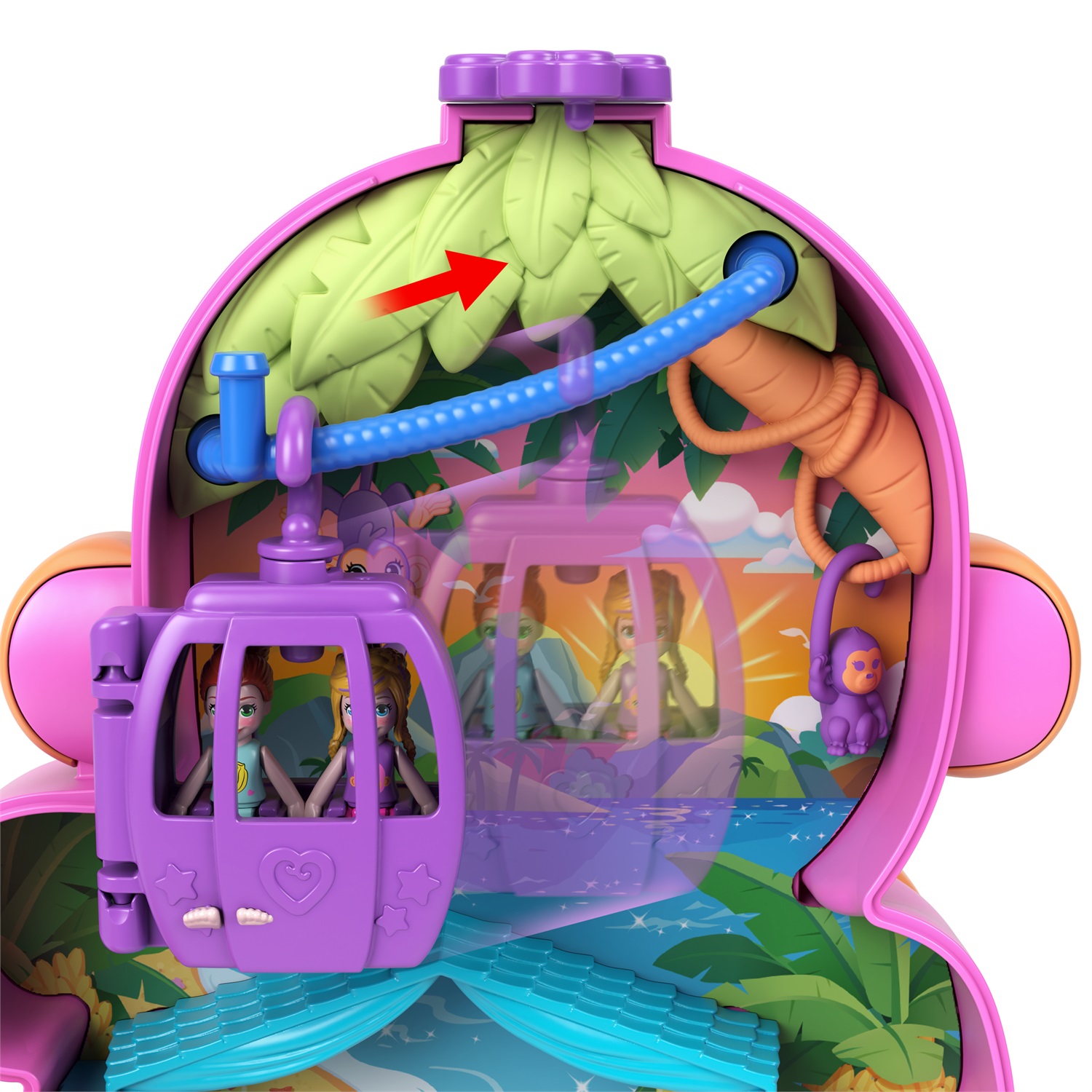 Polly Pocket HWP04 Borsetta Mamma Scimmia e Scimmietta - Playset 2-in-1 con Bambole, Animali e 13 Accessori Inclusi