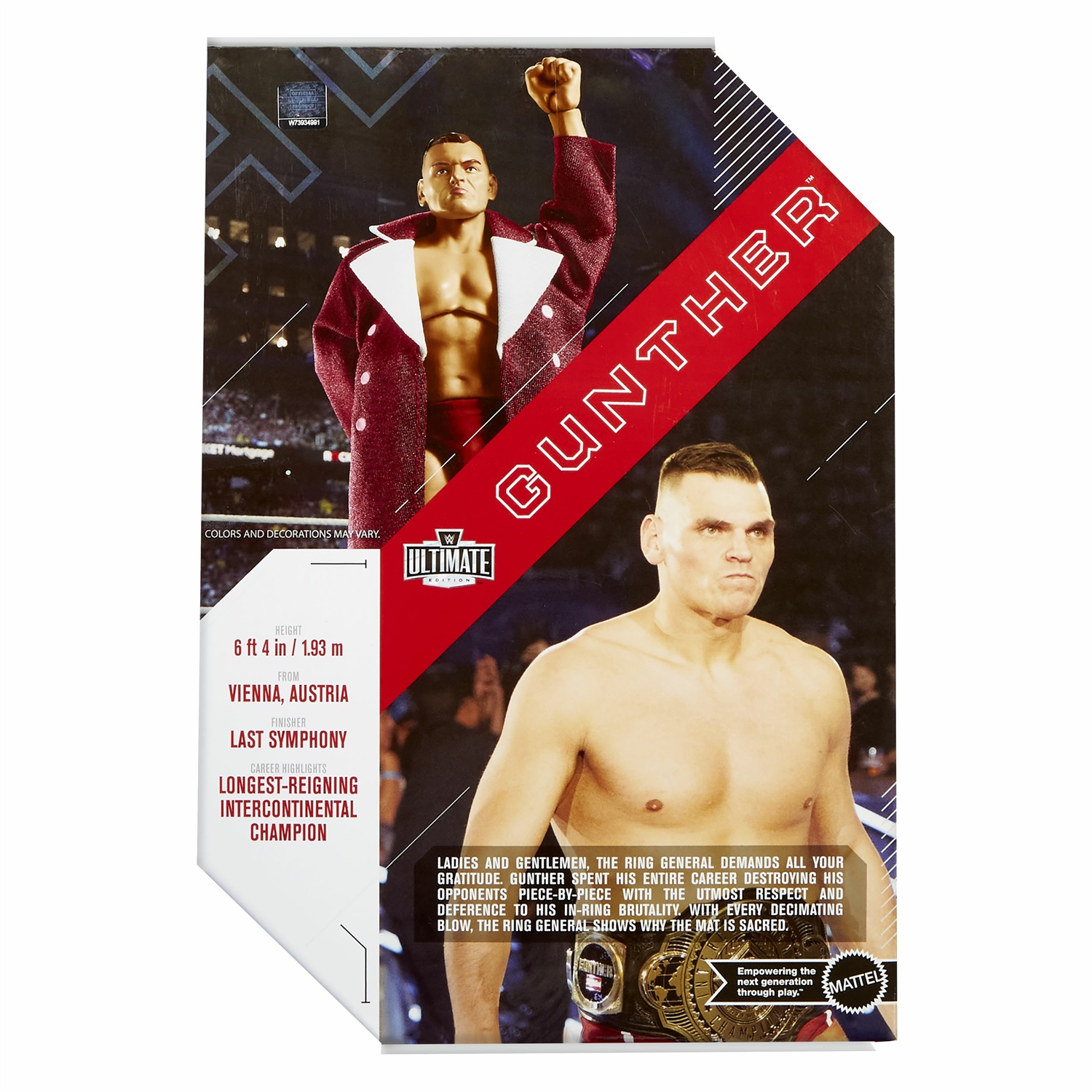 Mattel WWE Ultimate Edition Action Figure Gunther - 15,2 cm, 30 punti di articolazione, teste e mani intercambiabili, ingranaggio di ingresso