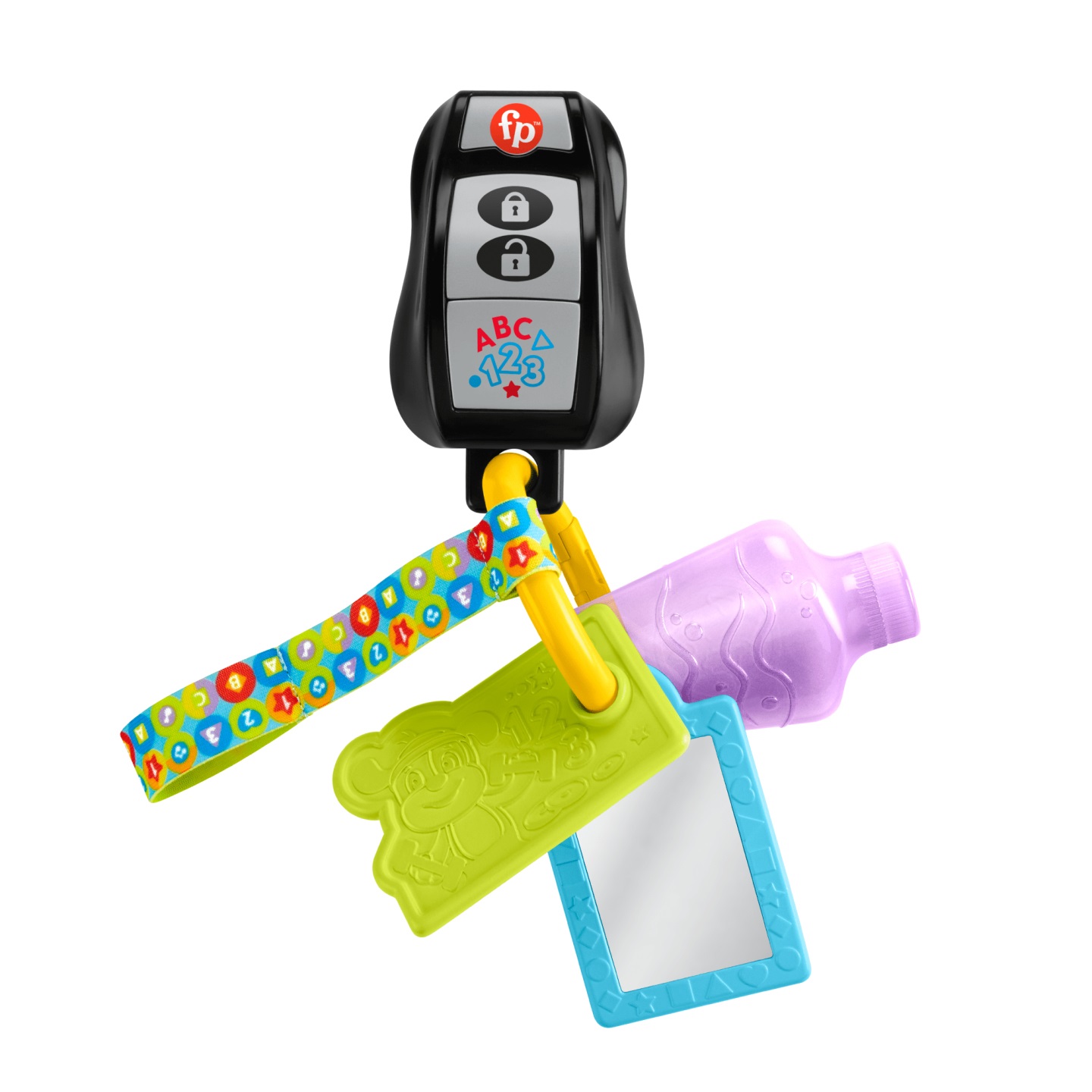 Fisher-Price Il Mio Primo Portachiavi HWY38 - Giocattolo Musicale con Dentaruolo e Specchio, 4 Attività Coinvolgenti per Bambini dai 6 Mesi