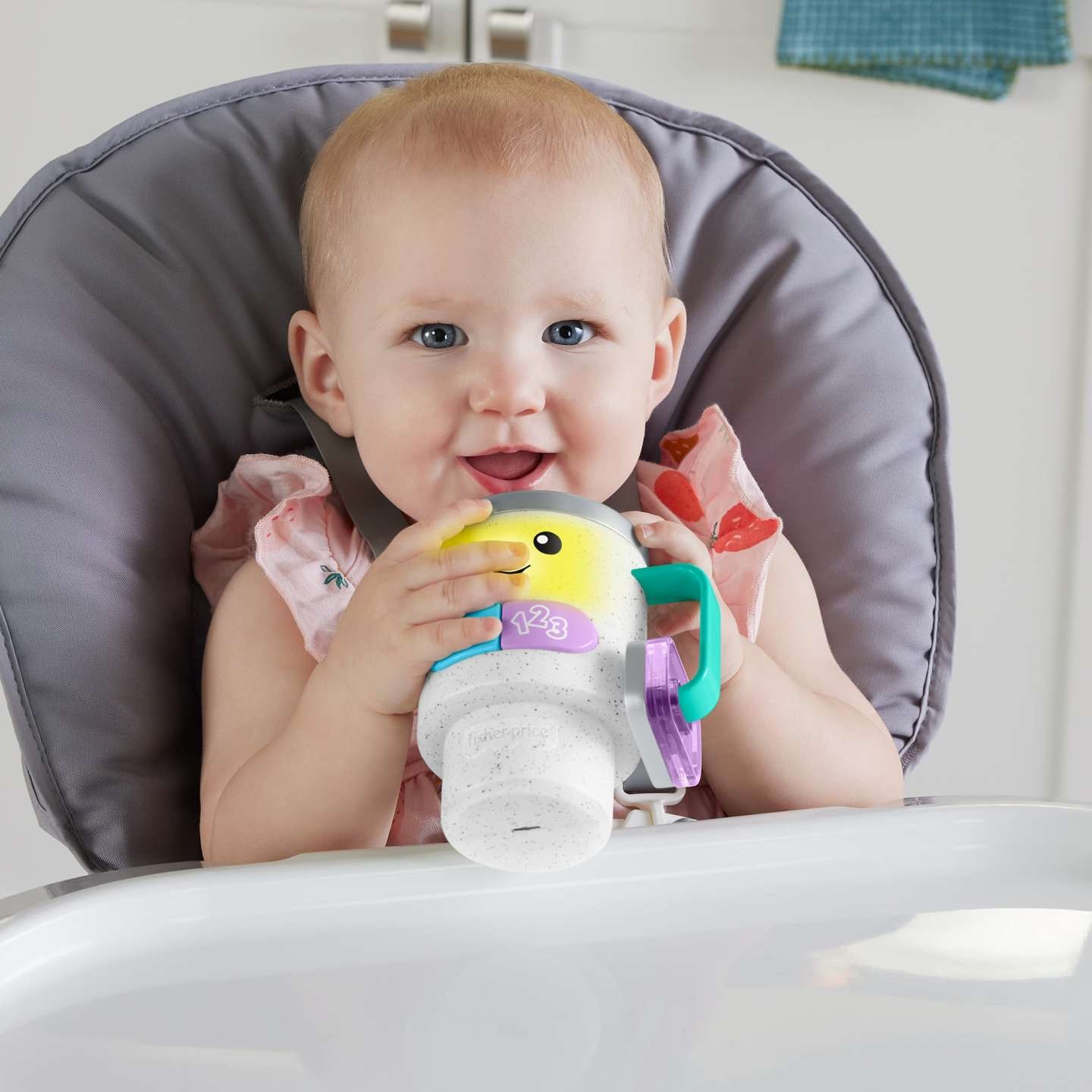 Fisher-Price Tazza da Caffè Ridi & Impara - Giocattolo Interattivo con Luci, Canzoncine e Contenuti Didattici per Bambini 6 Mesi