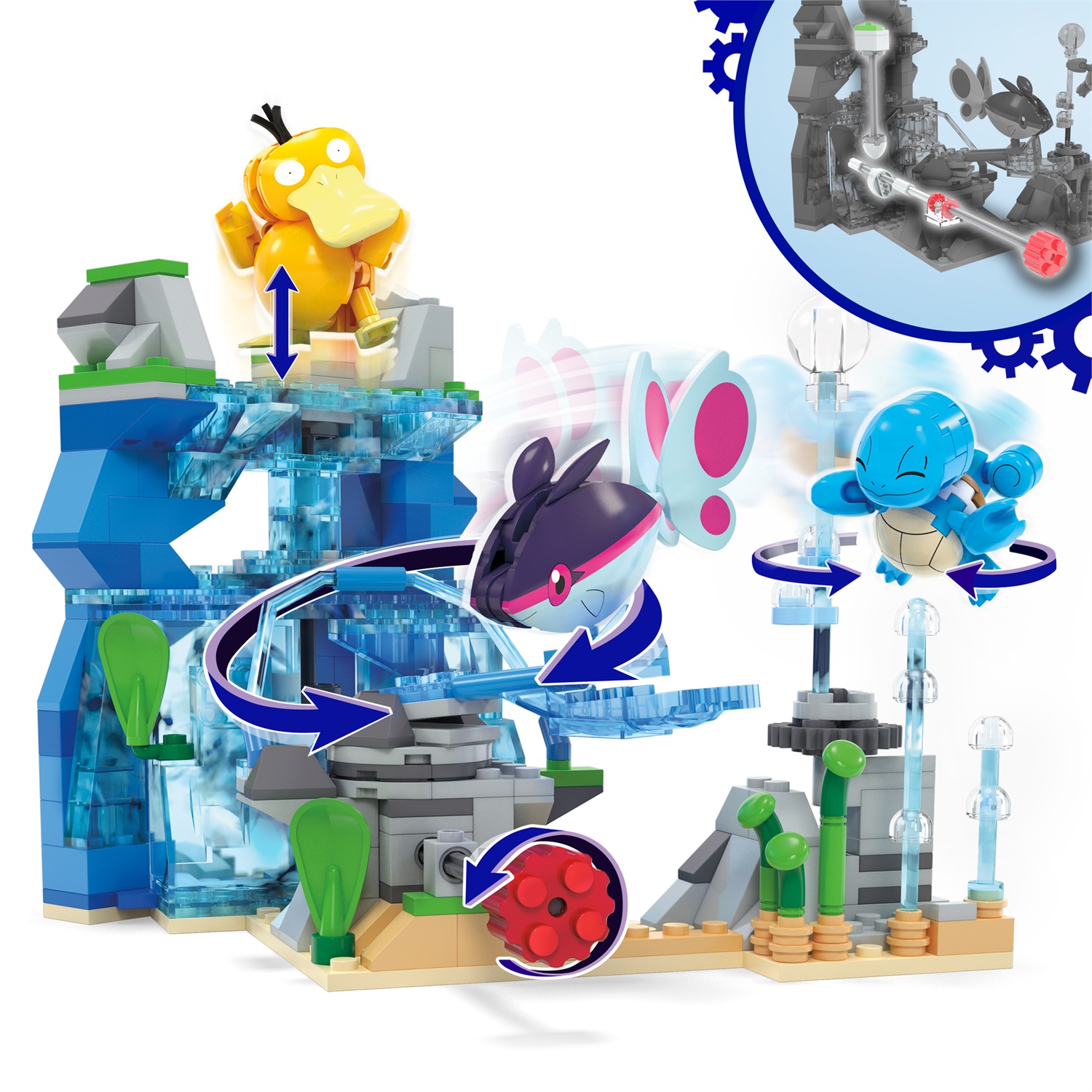 MEGA Pokémon - Avventura Acquatica, set da costruire con 319 pezzi, sistema Mattoncino Movimento e 3 Pokémon snodati inclusi (Squirtle, Psyduck, Finneon), giocattolo per bambini, HXF79