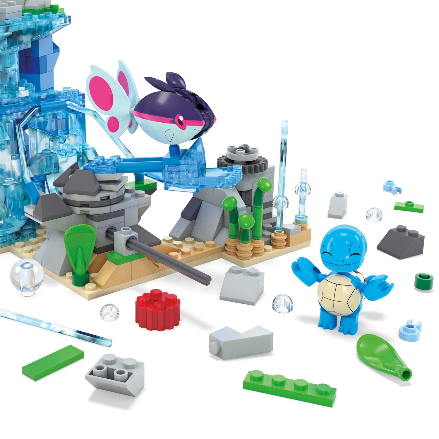 MEGA Pokémon - Avventura Acquatica, set da costruire con 319 pezzi, sistema Mattoncino Movimento e 3 Pokémon snodati inclusi (Squirtle, Psyduck, Finneon), giocattolo per bambini, HXF79
