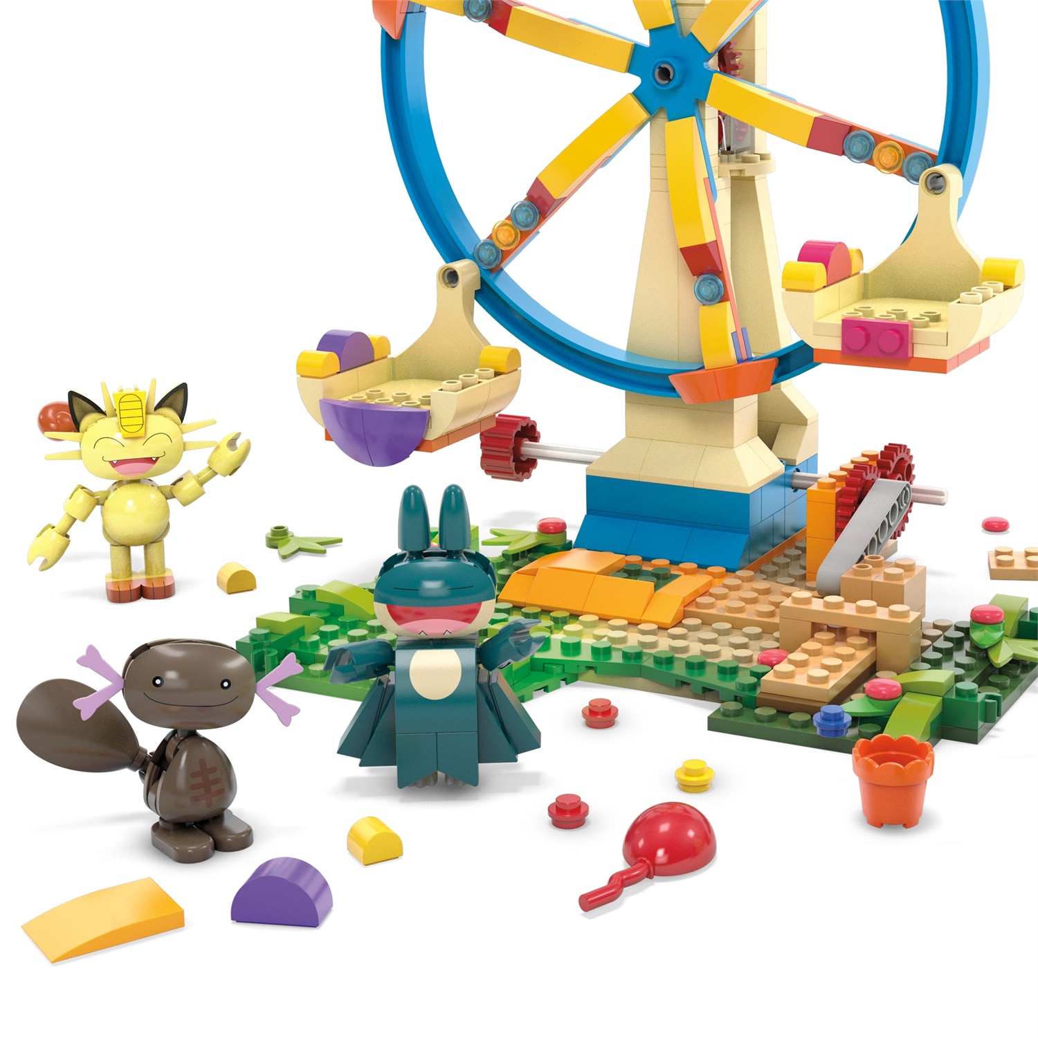 MEGA Pokémon Ruota Panoramica Adventure Builder - Set da costruire con 393 pezzi, include Sprigatito, Meowth, Wooper di Paldea e Munchlax, giocattolo per bambini 8 anni, HXF80