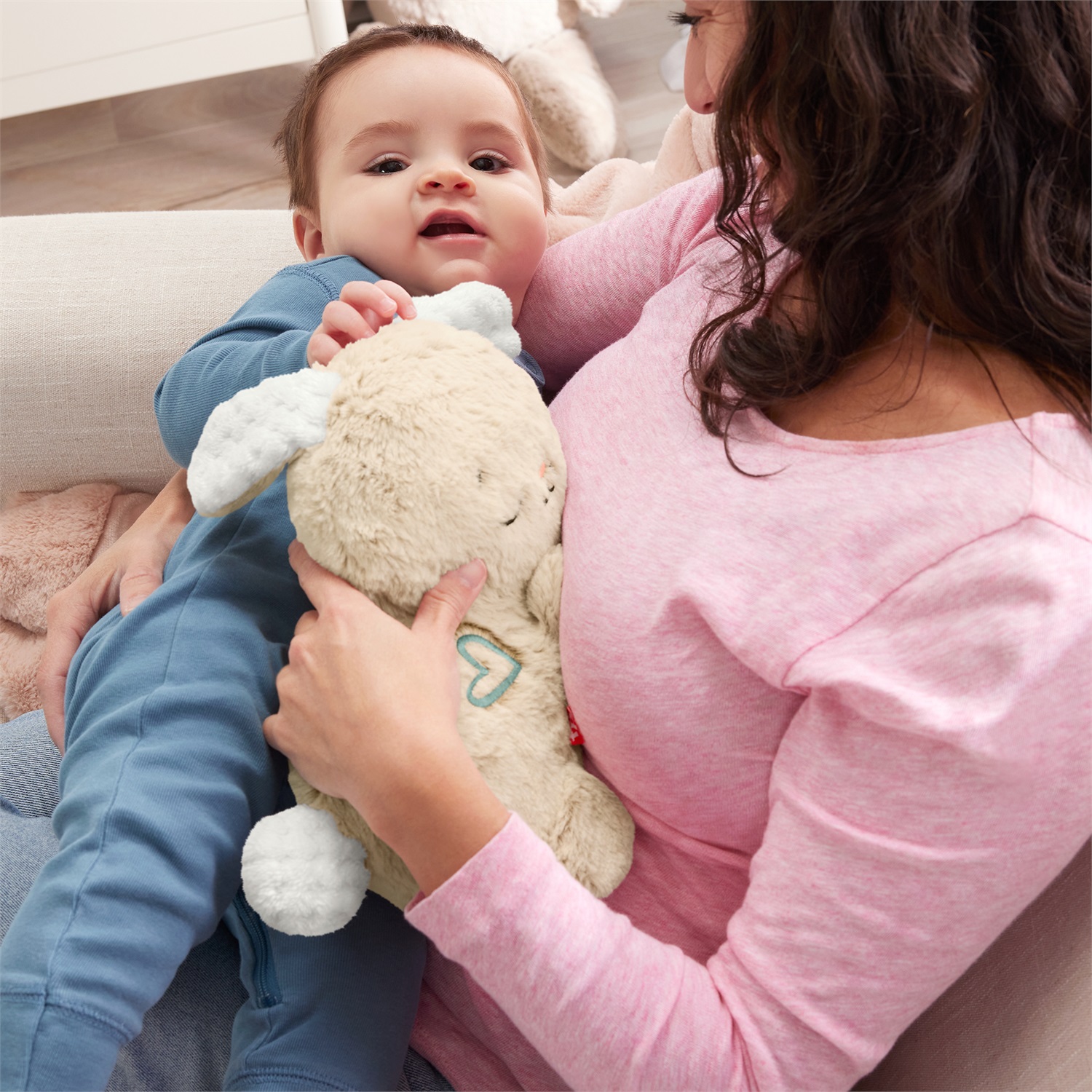 Fisher-Price HXG97 Coniglietto Coccole & Relax - Peluche Sensoriale Morbido con Luci, Musica e Movimento per Neonati, 0 Anni