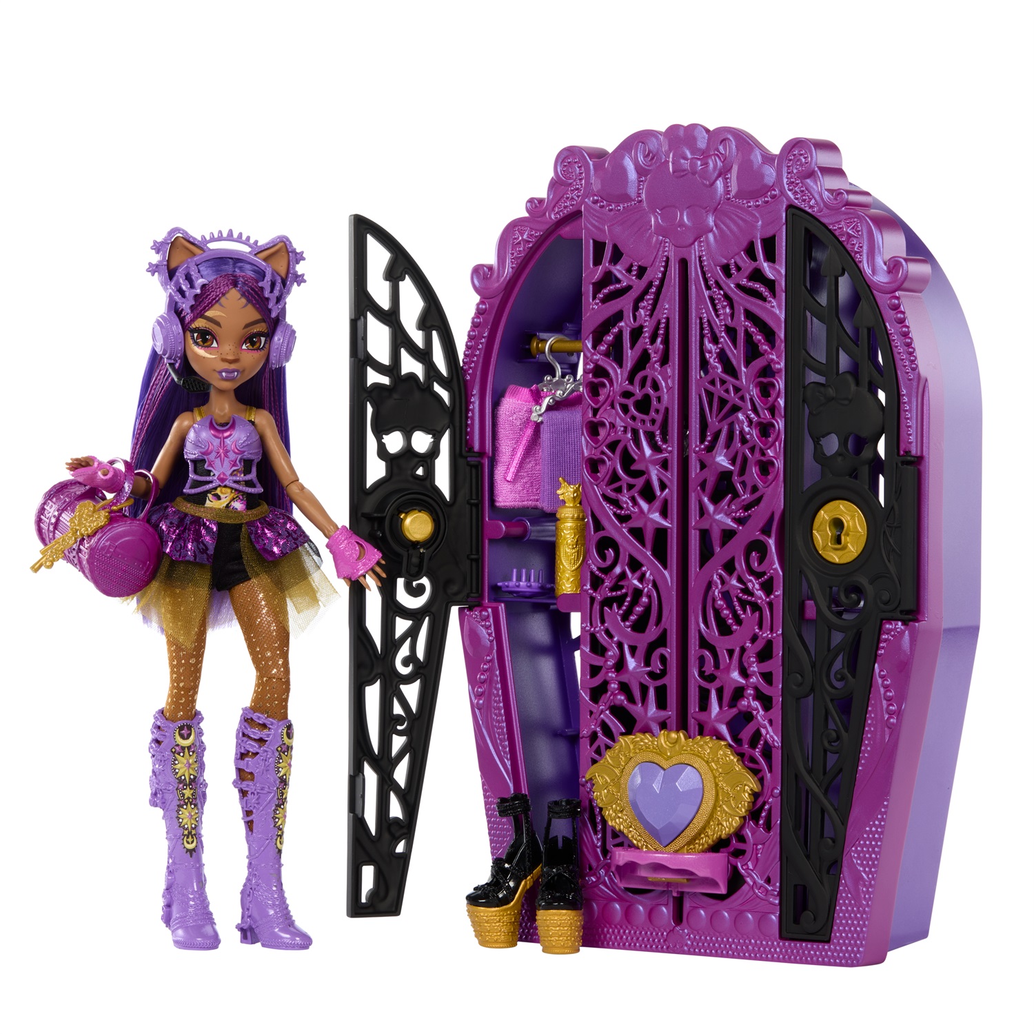 Monster High Segreti da Brivido Clawdeen Wolf - Set con Bambola e Guardaroba, 19 Sorprese e Capi d'Abbigliamento Inclusi, Giocattolo per Bambini 4 Anni, HXH85