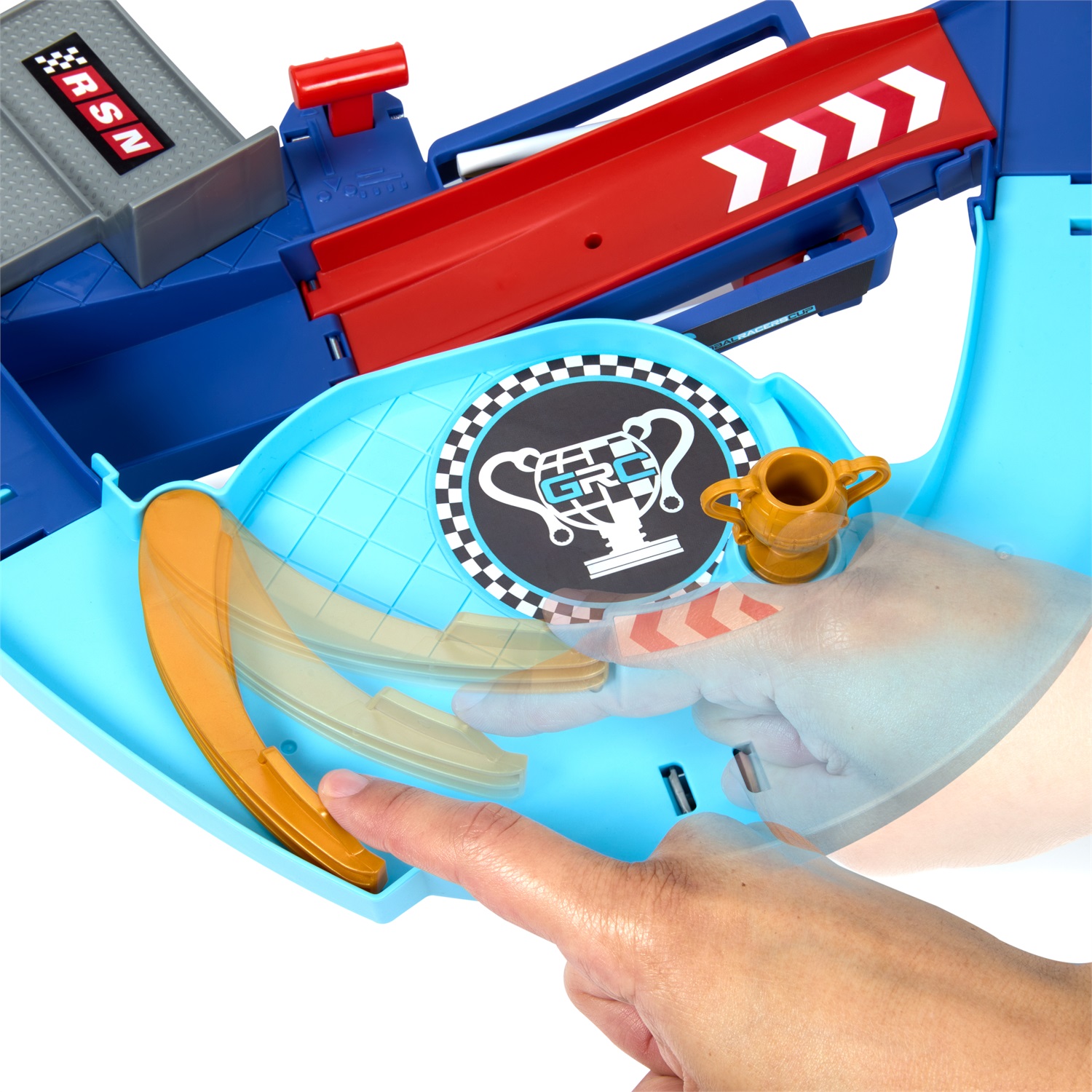 Mattel Disney e Pixar Cars Pista Salti della Corsa Globale - Playset con Propulsore Attivabile, 2 Macchinine Saetta McQueen e Francesco Bernoulli, HXJ32