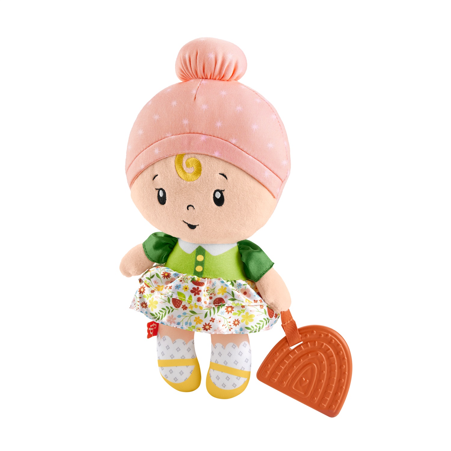 Fisher-Price HXK44 Bambola Coccole e Suoni - Giocattolo Morbido Sensoriale con Dentaruolo Arcobaleno per Bambini 6 Mesi