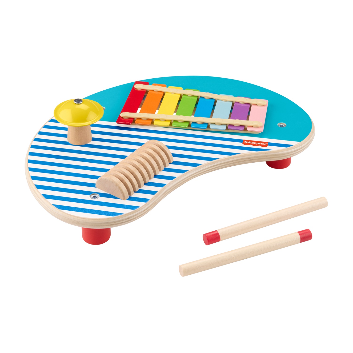 Fisher-Price Tavolino Musicale in Legno HXT91 con 2 Bacchette - Giocattolo Educativo per Sviluppo Motorio e Sensoriale, per Bambini 2 Anni
